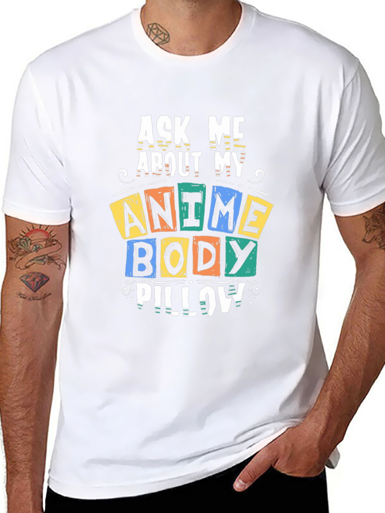 Anime Body Pillow Graphic Tee - Black