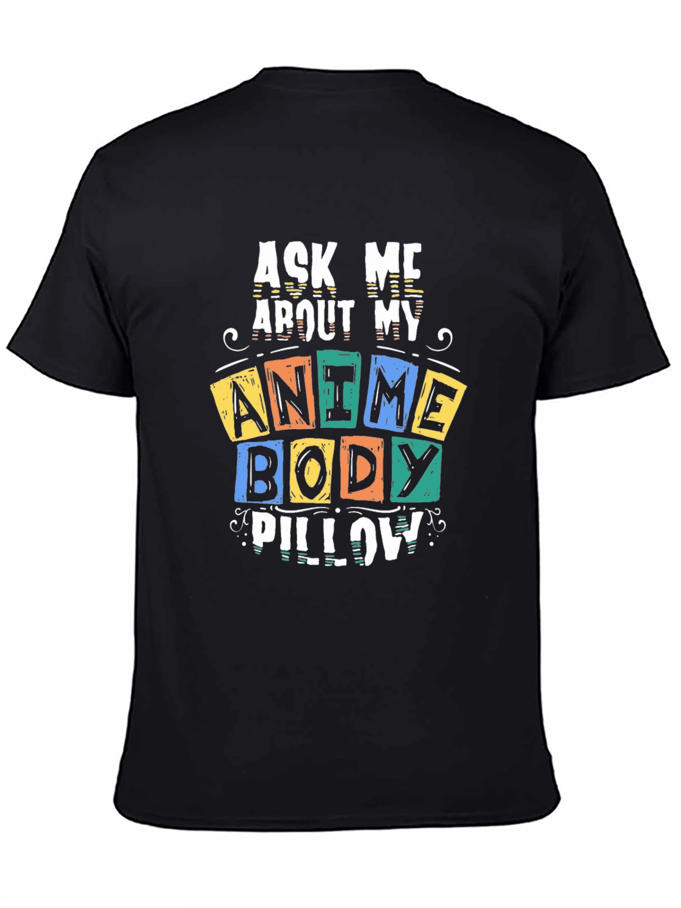 Anime Body Pillow Graphic Tee - Black