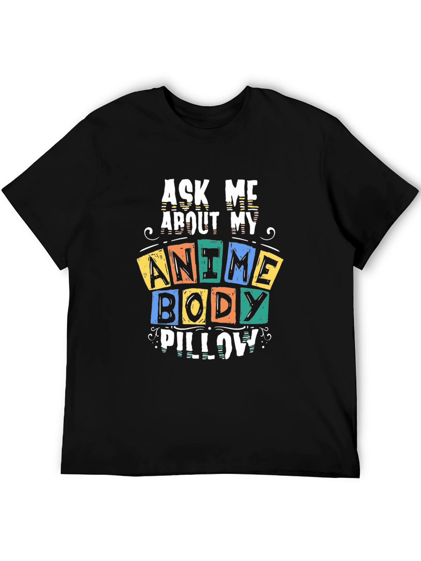 Anime Body Pillow Graphic Tee - Black