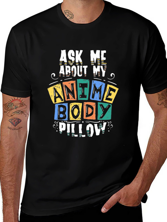 Anime Body Pillow Graphic Tee - Black