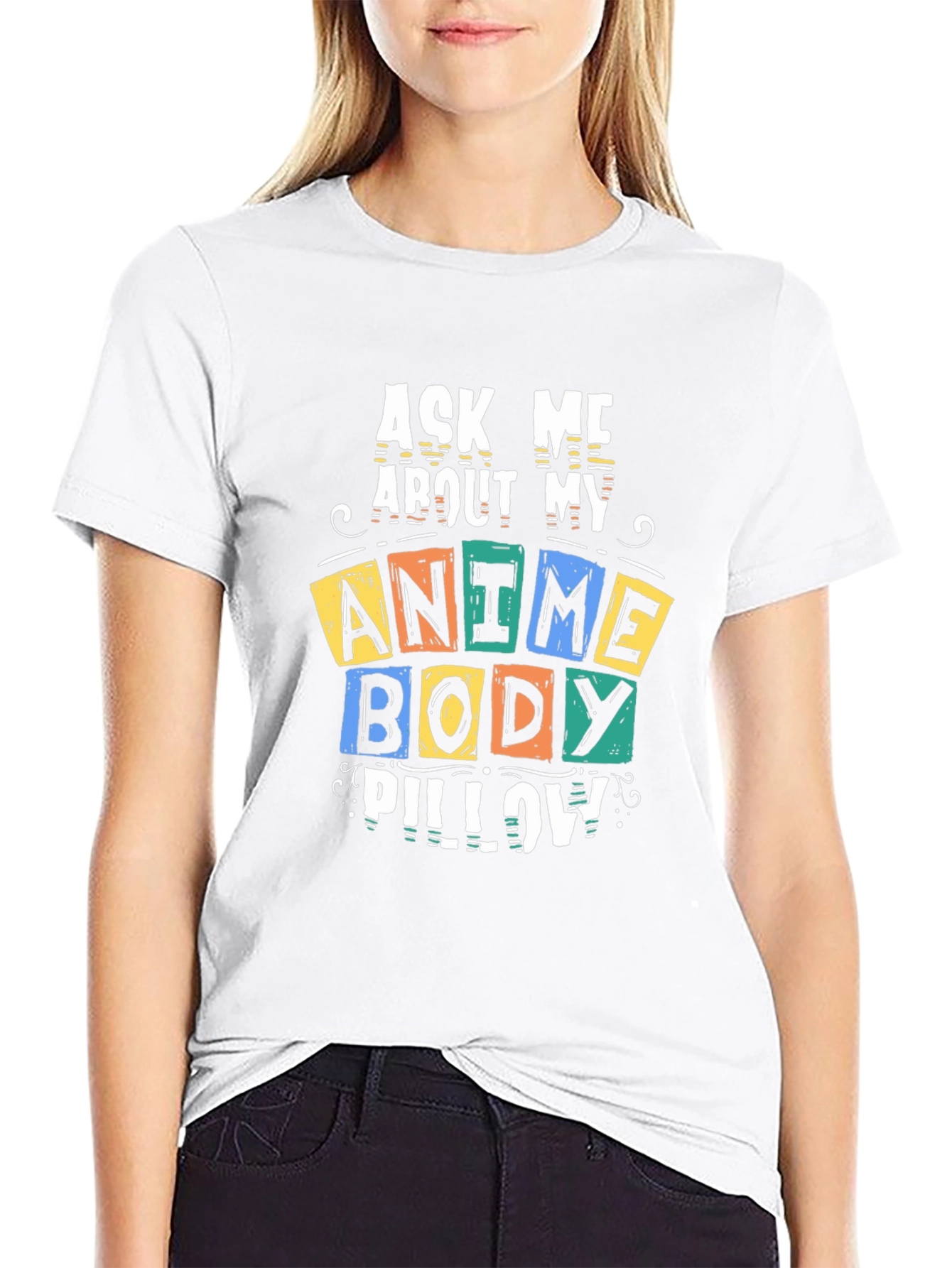 Anime Body Pillow Graphic Tee - Black