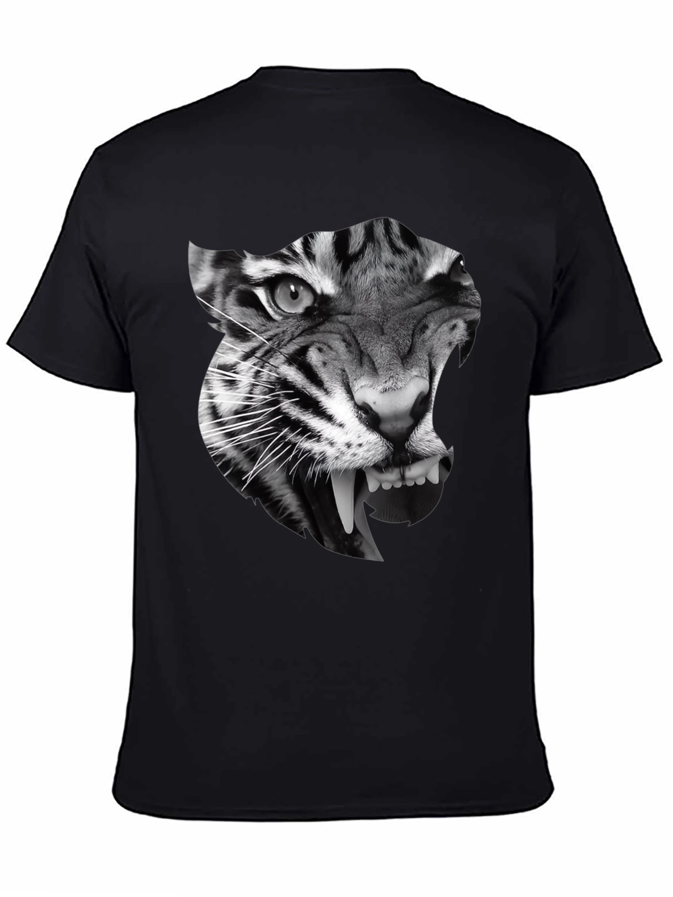 Mens Black T-Shirt with Tiger Graphic