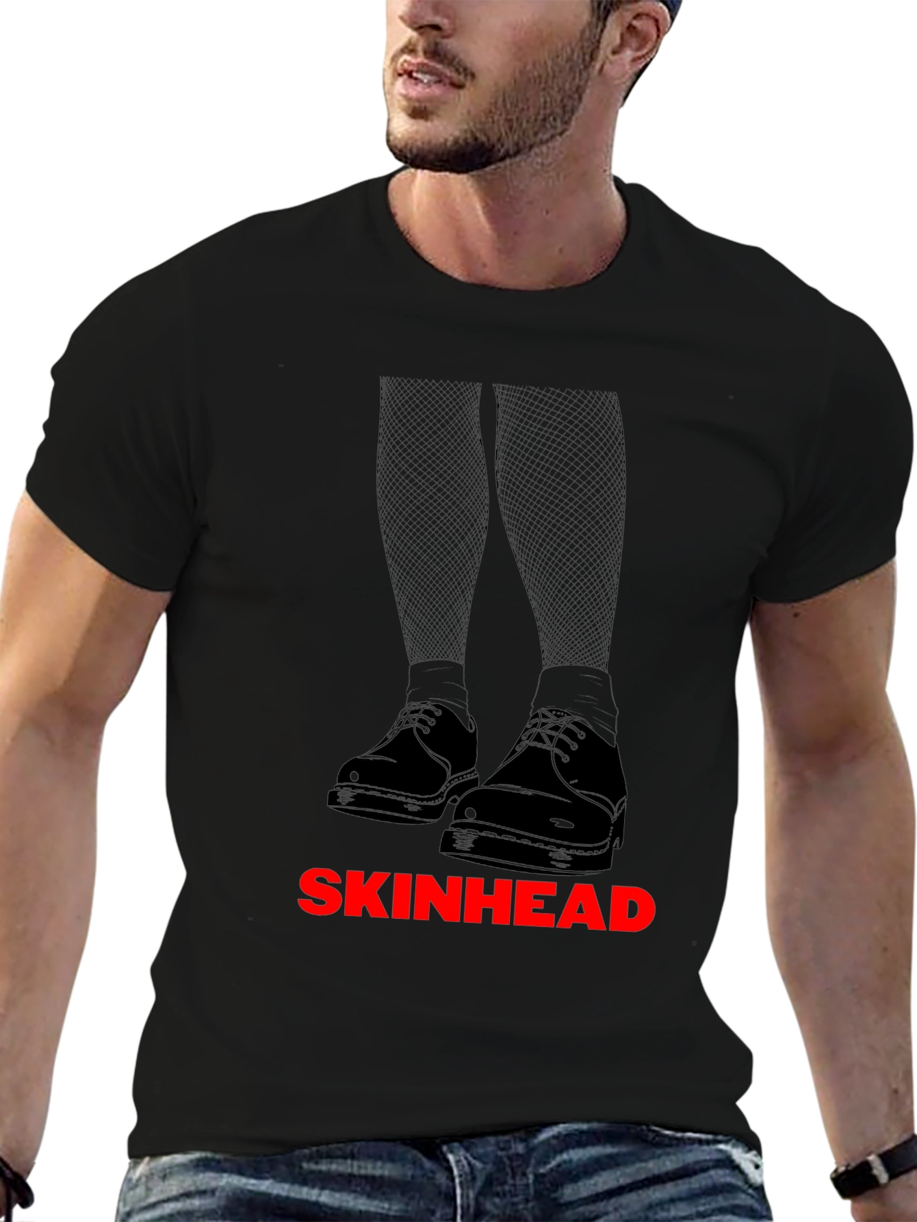 Skinhead Graphic Tee - Black Cotton T-Shirt