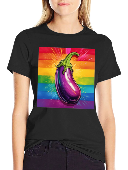 Eggplant Pride T-Shirt: Bold Rainbow Graphic Tee