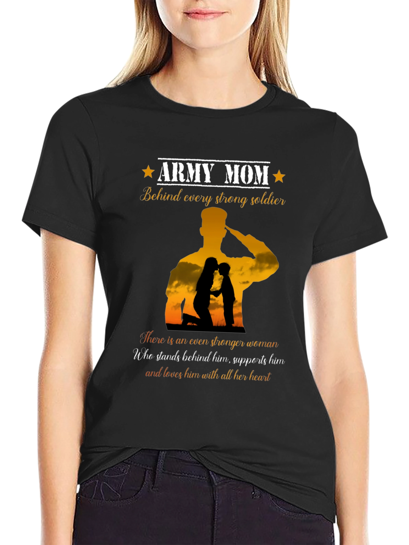 Army Mom T-Shirt - Strong Soldier Support