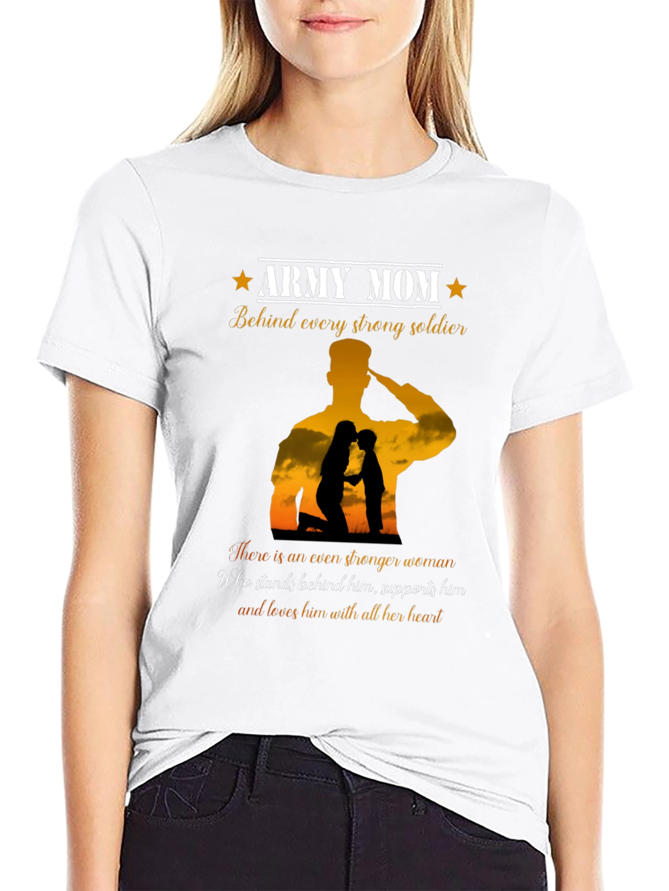 Army Mom T-Shirt - Strong Soldier Support