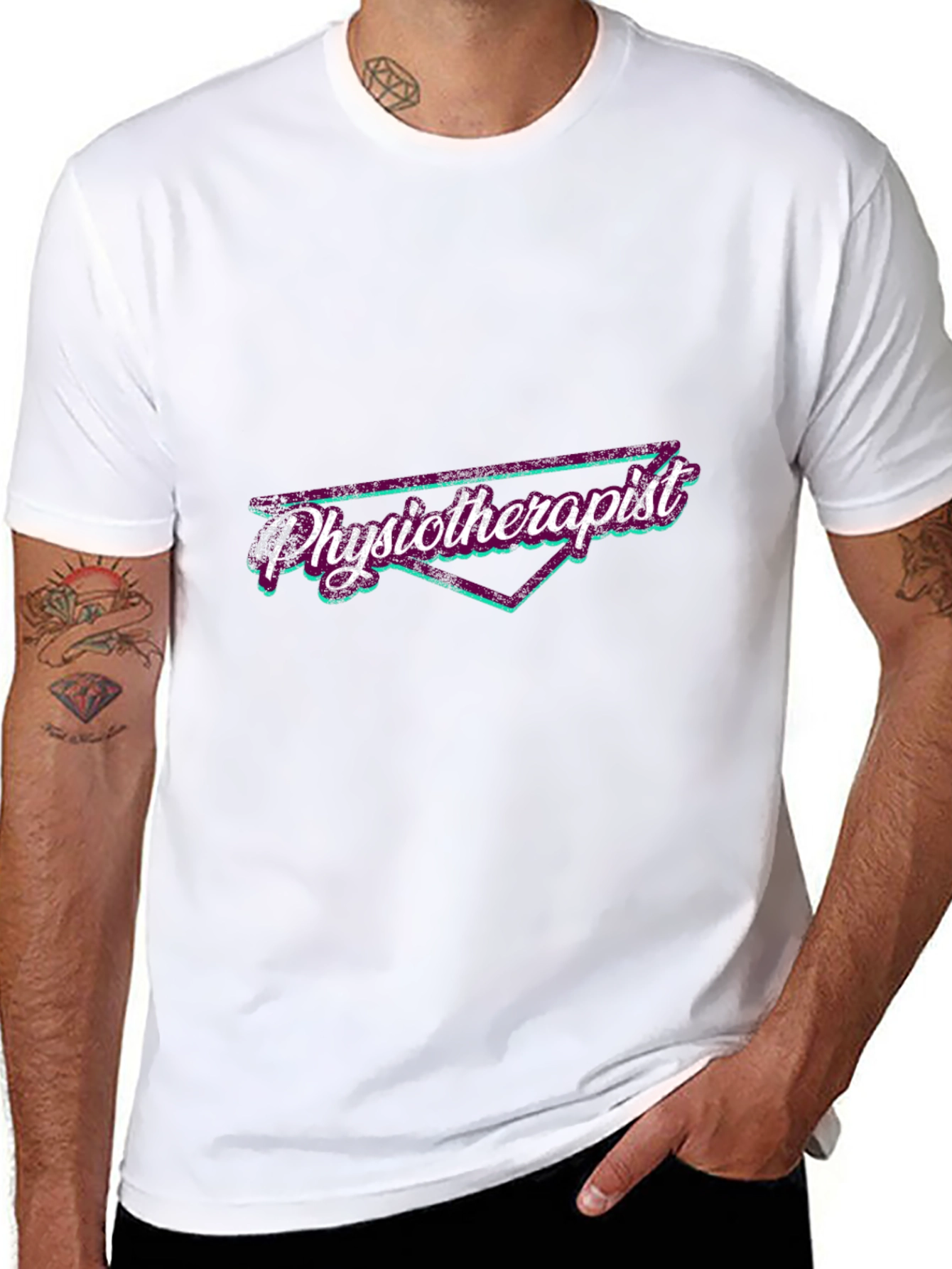 Retro Physiotherapist Graphic T-Shirt - Black
