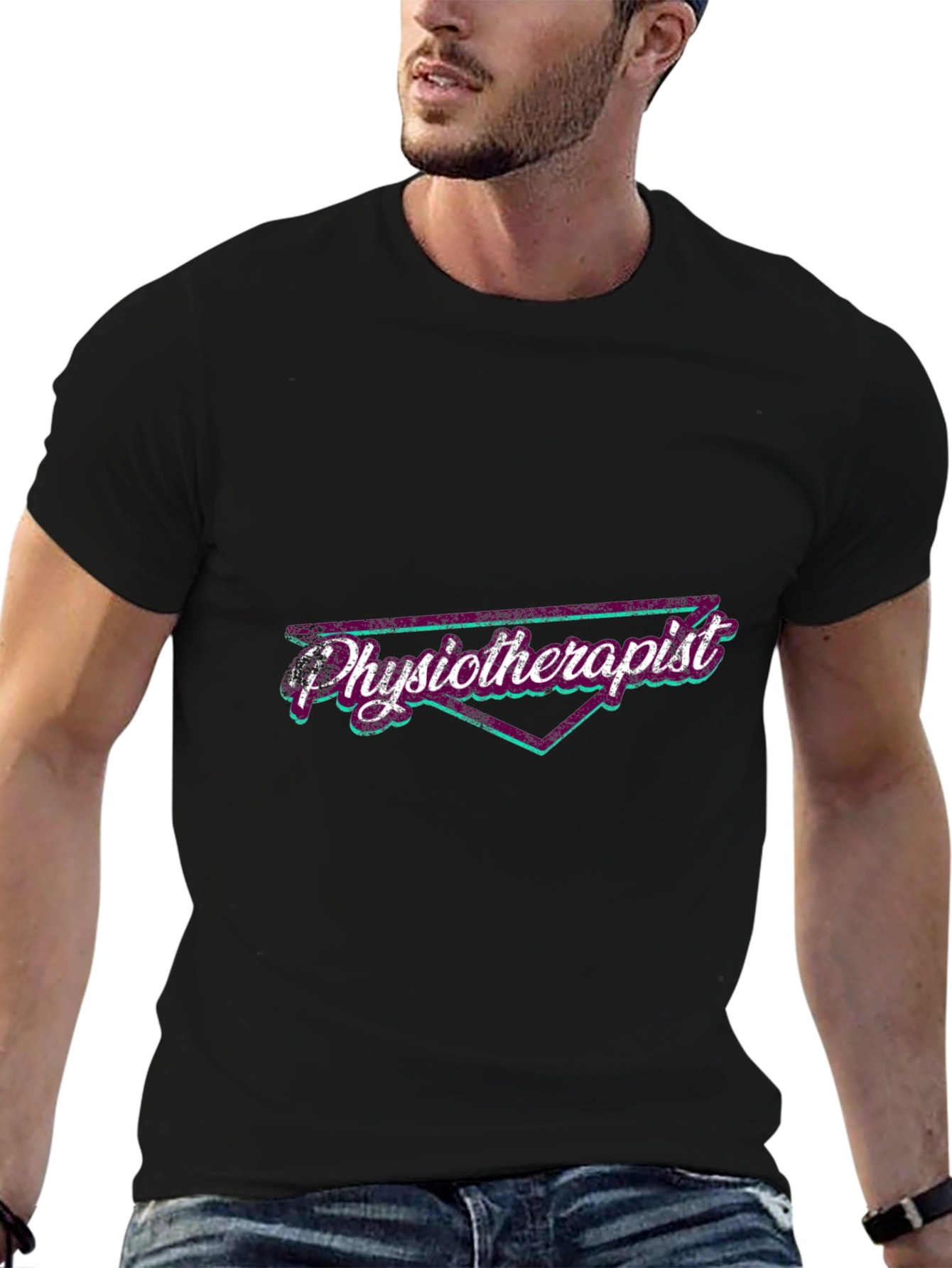 Retro Physiotherapist Graphic T-Shirt - Black
