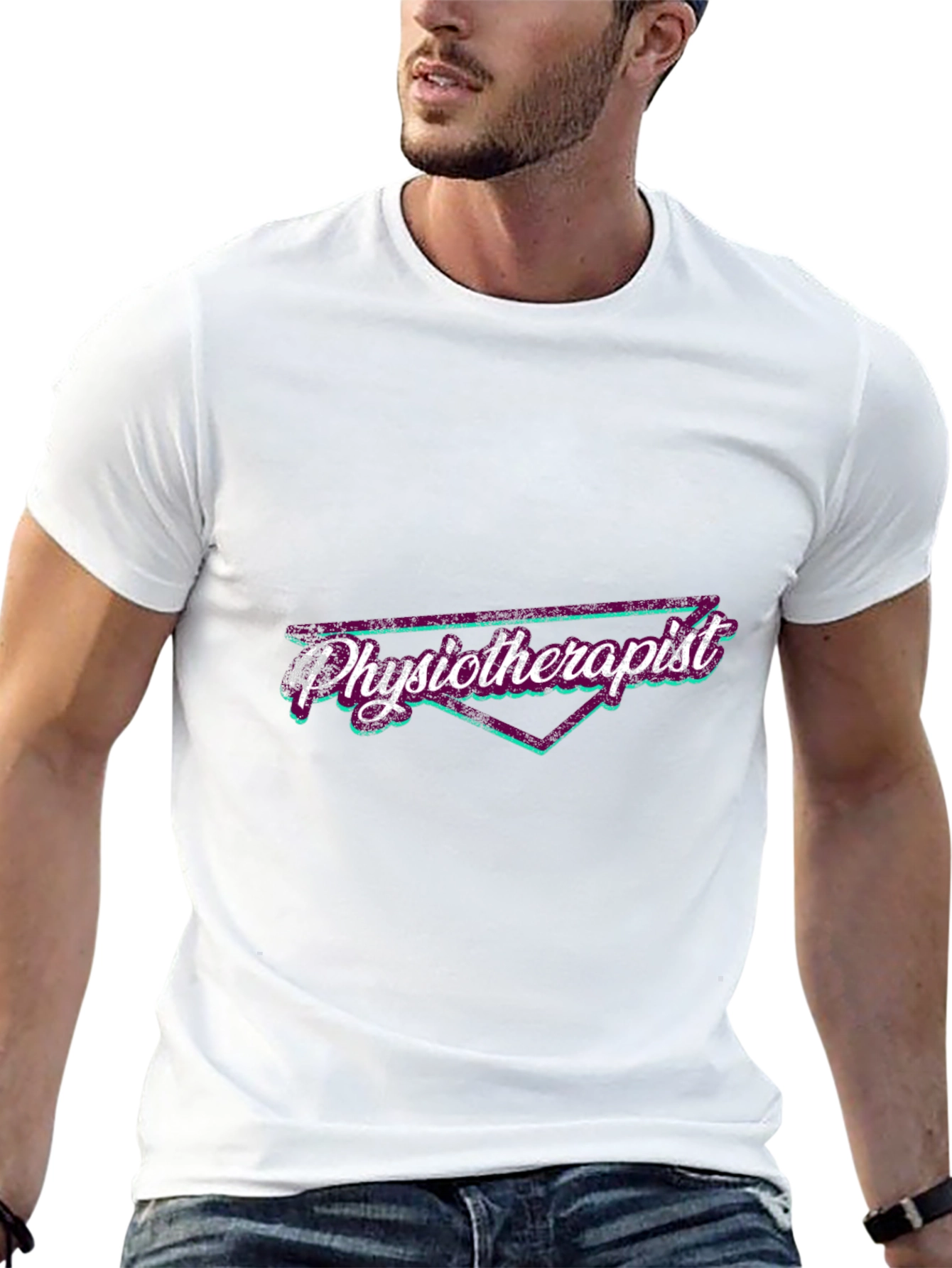 Retro Physiotherapist Graphic T-Shirt - Black