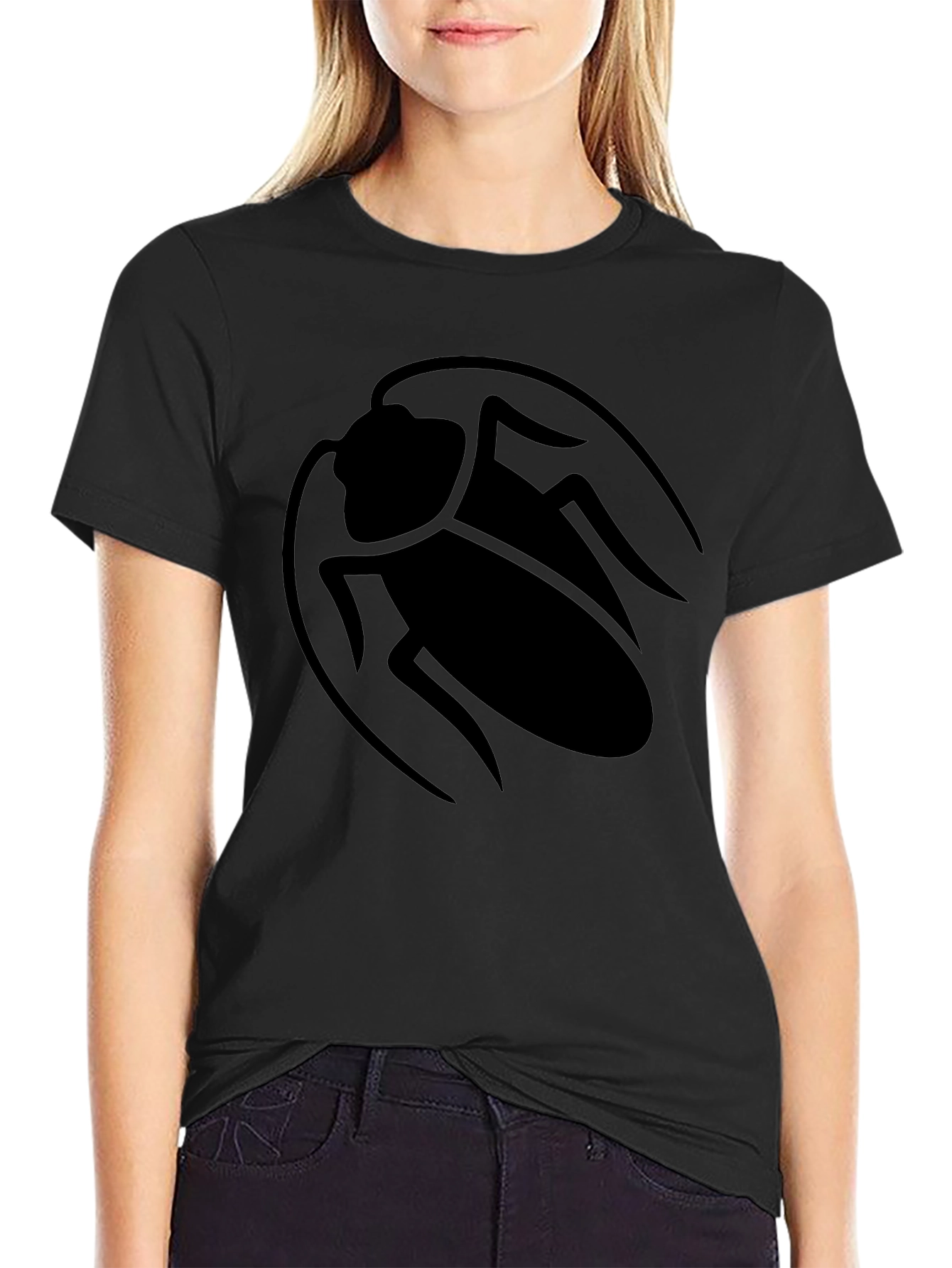 Black Roach Graphic Tee - Bold Insect Design