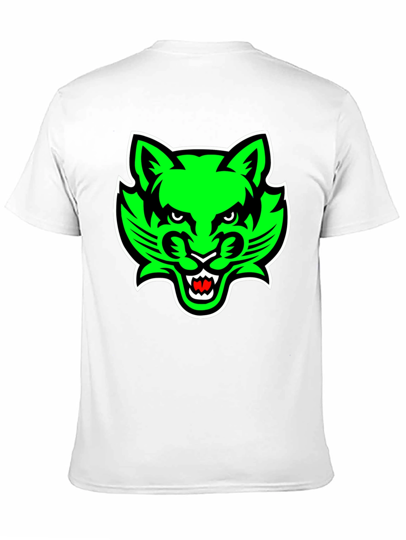 Mens Black T-Shirt with Green Cat Graphic