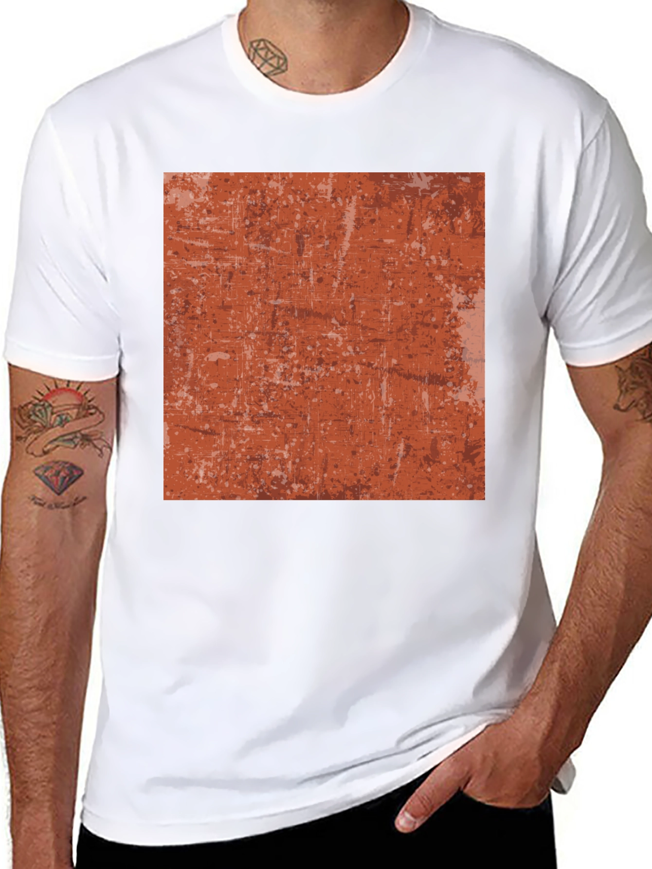 Distressed Texture Graphic Tee - Black