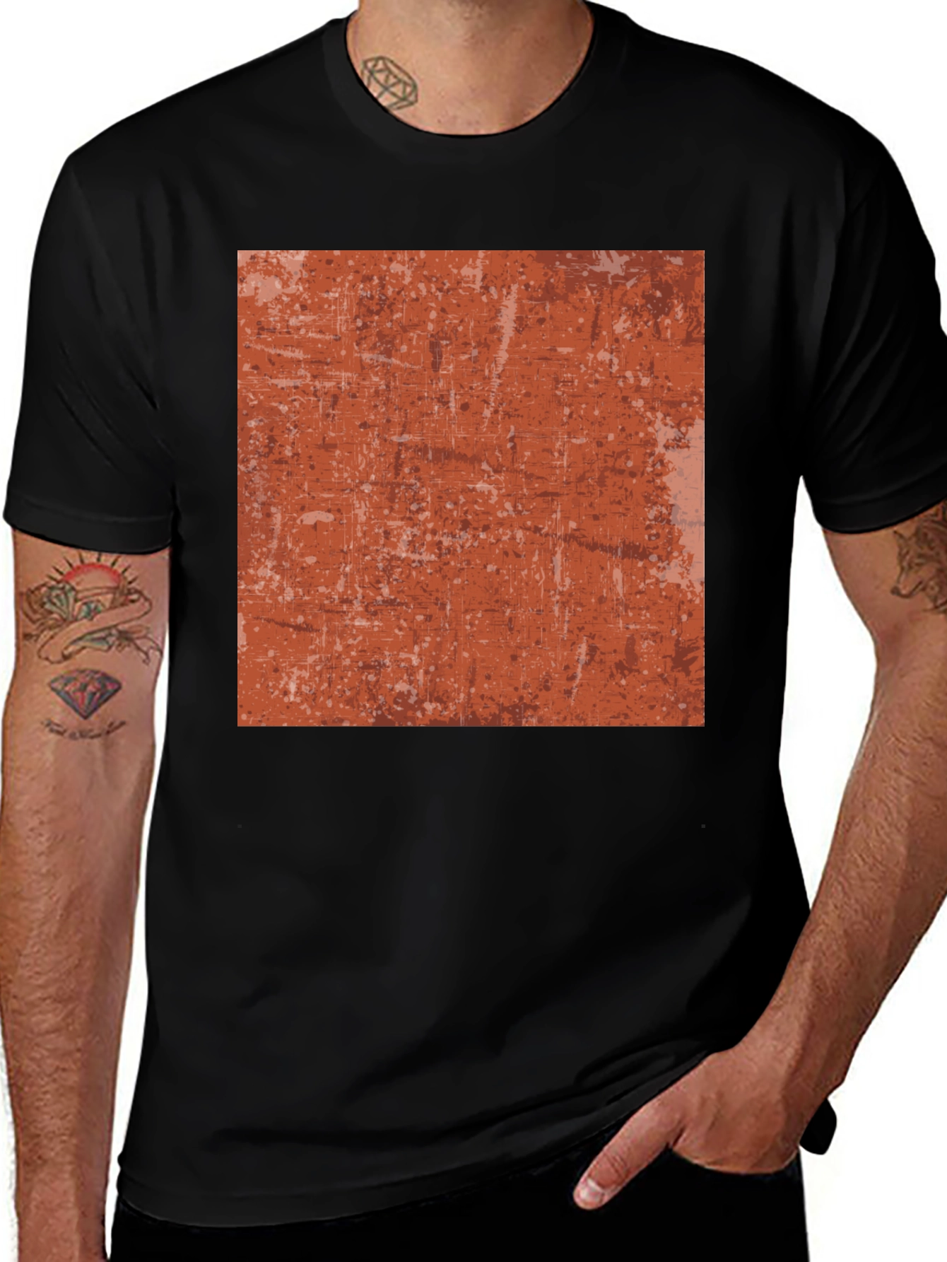 Distressed Texture Graphic Tee - Black