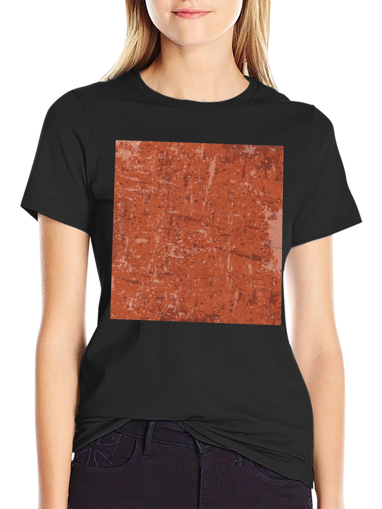 Distressed Texture Graphic Tee - Black