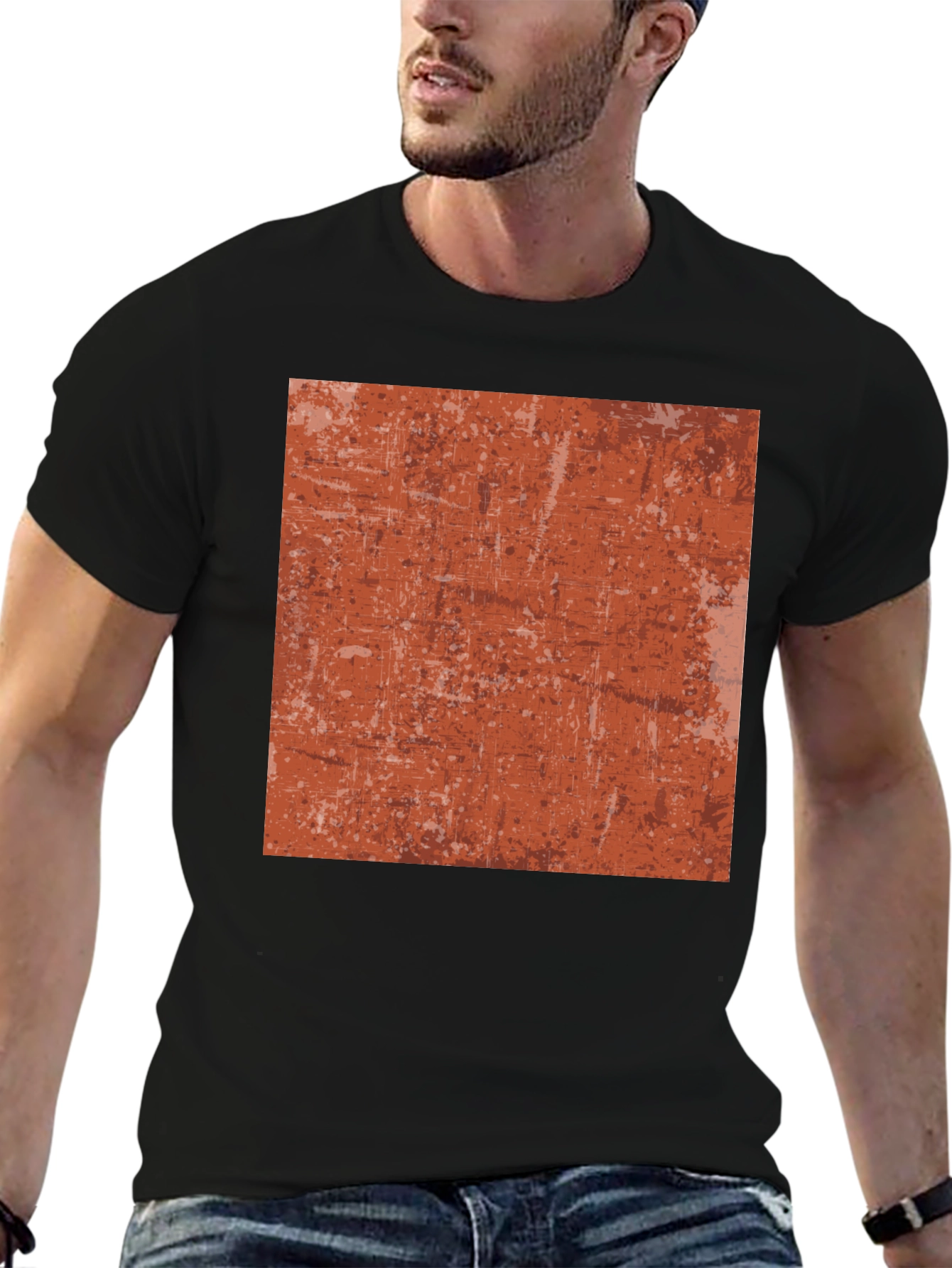 Distressed Texture Graphic Tee - Black
