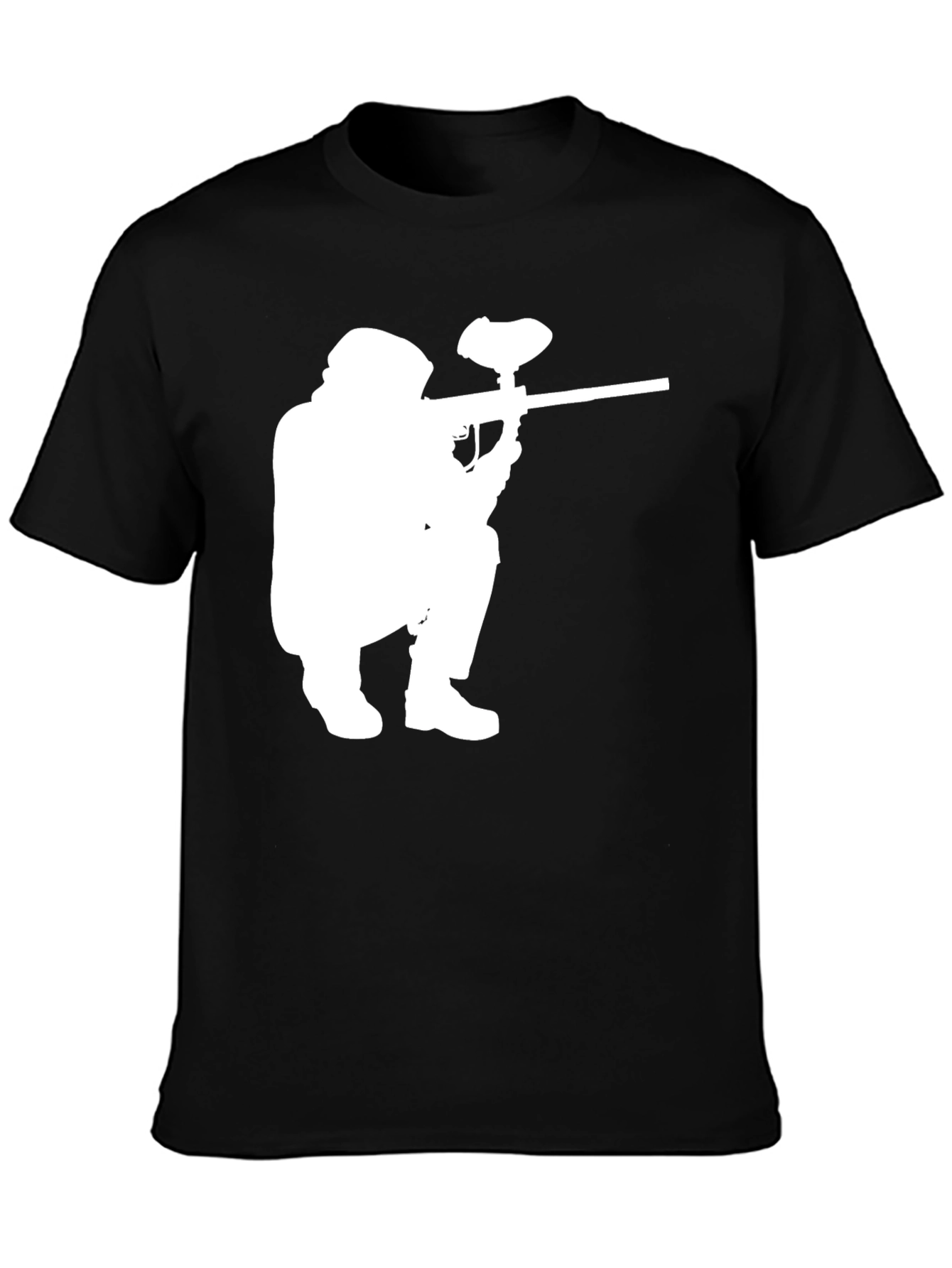 Paintball Player Graphic Tee - Black Cotton T-Shirt