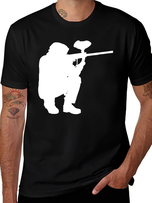 Paintball Player Graphic Tee - Black Cotton T-Shirt