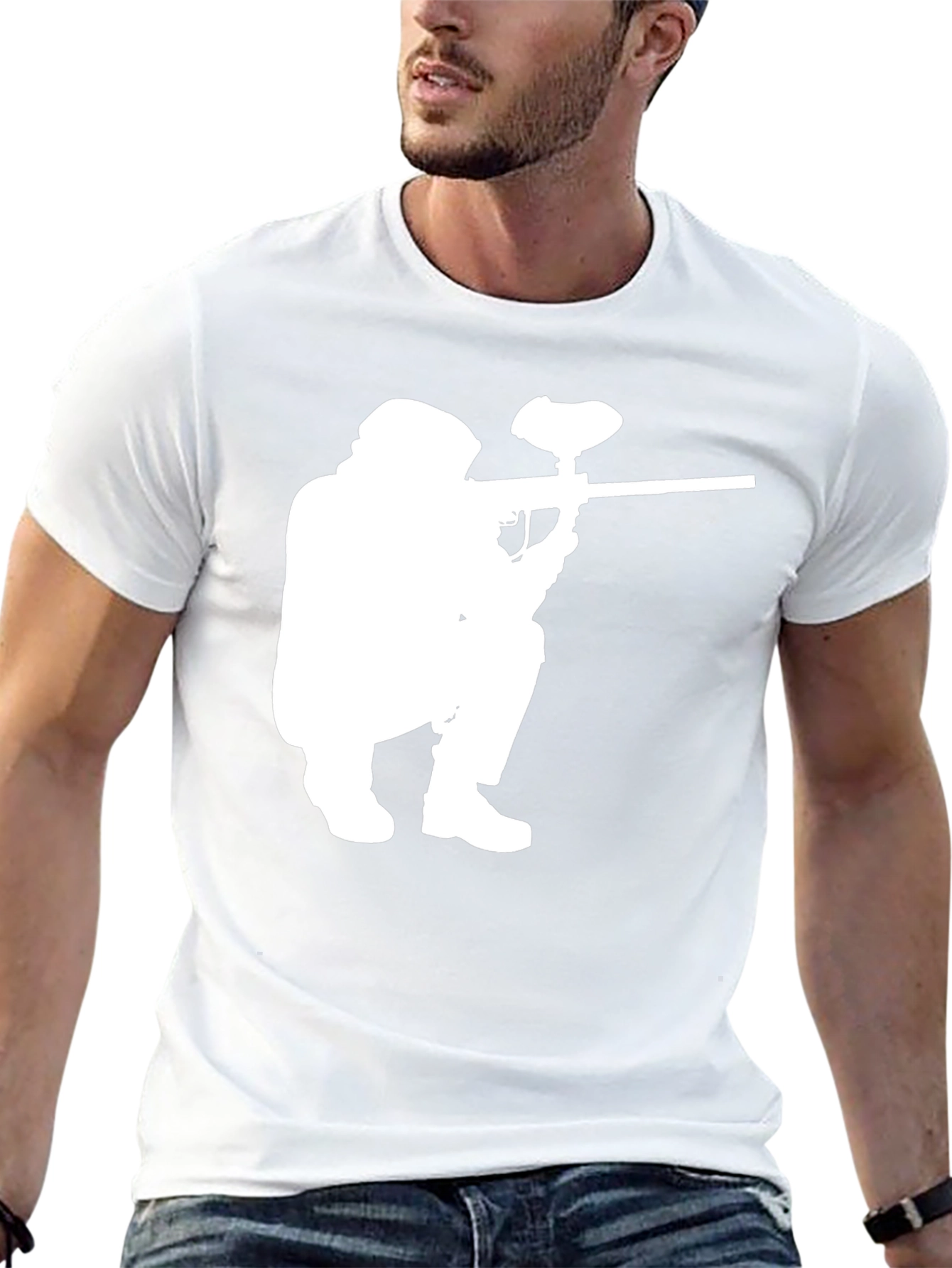 Paintball Player Graphic Tee - Black Cotton T-Shirt
