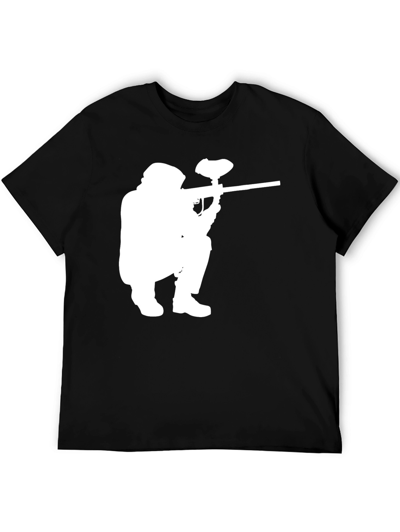 Paintball Player Graphic Tee - Black Cotton T-Shirt