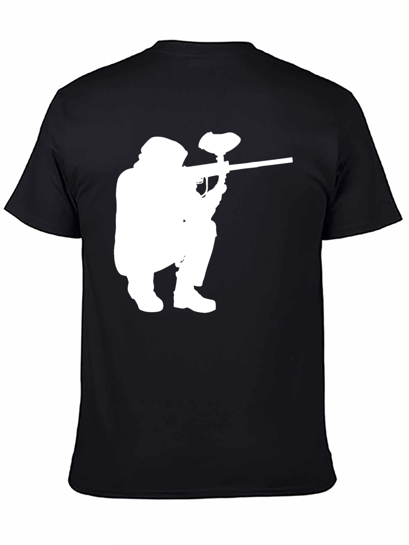 Paintball Player Graphic Tee - Black Cotton T-Shirt