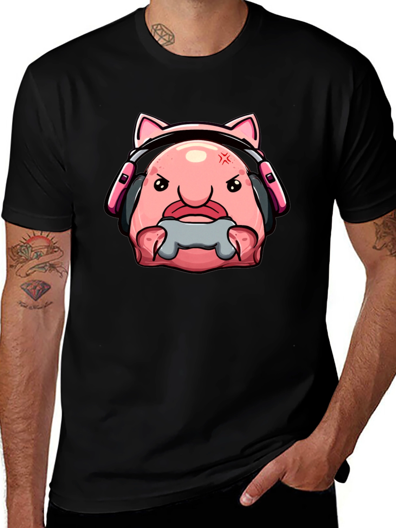 Gamer Blobfish T-Shirt - Angry Gaming Bloby