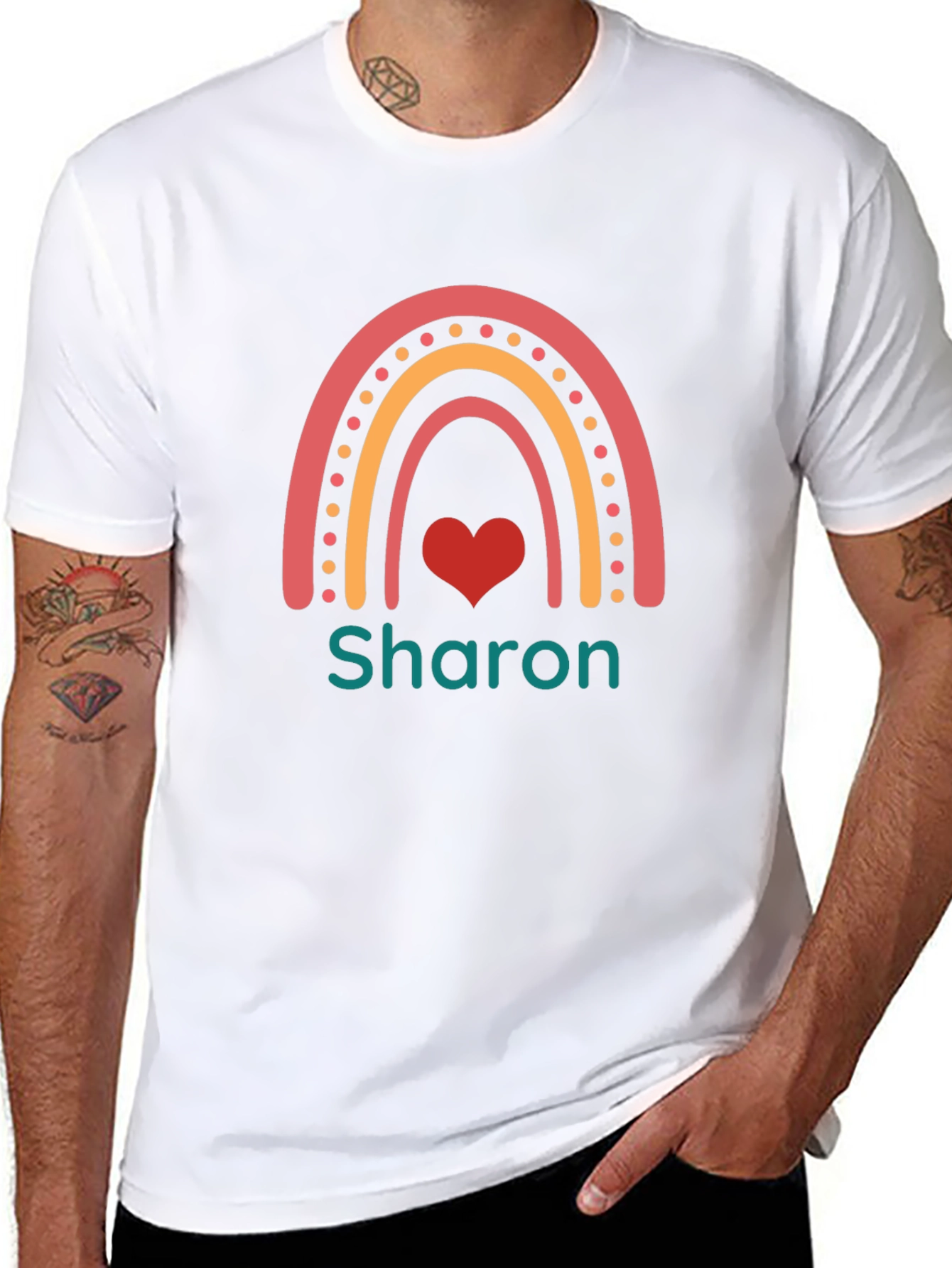 Personalized Rainbow Heart T-Shirt - Sharon