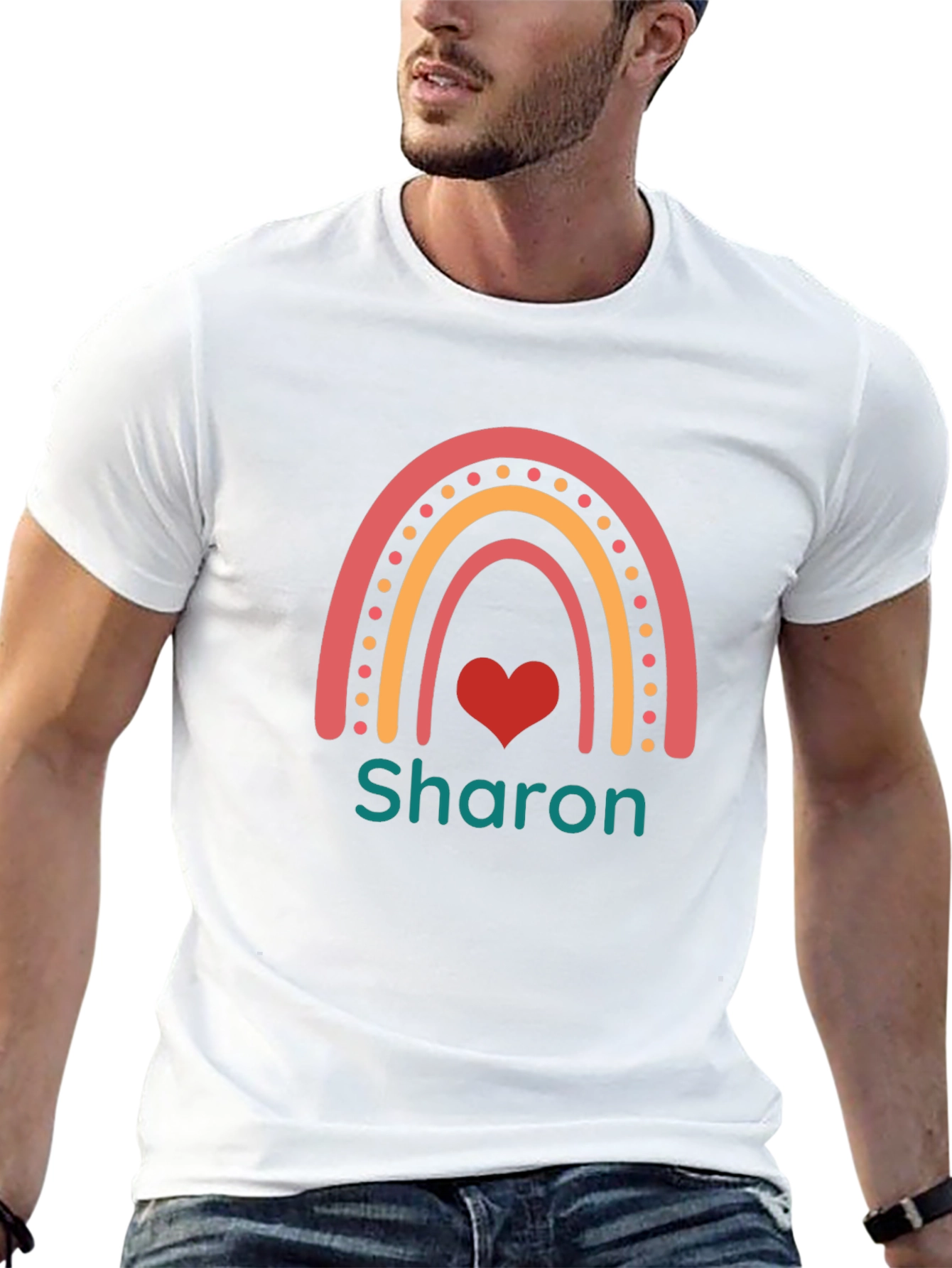 Personalized Rainbow Heart T-Shirt - Sharon