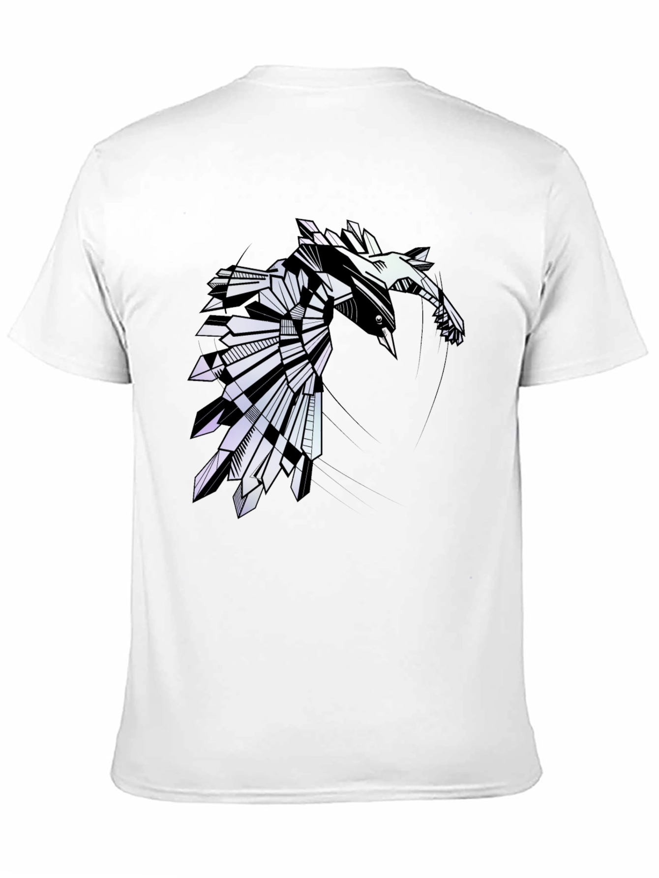 Geometric Raven Graphic Tee - Modern Bird Design