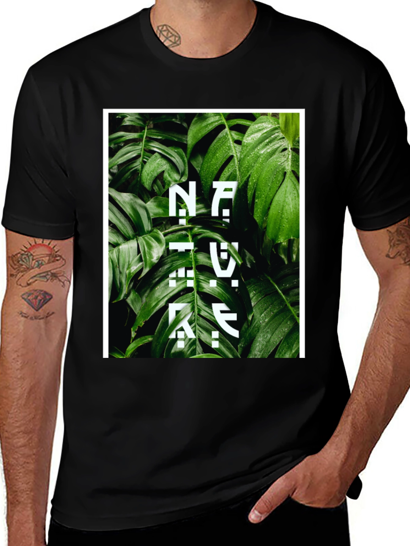 Nature Inspired Graphic Tee - Stylish Black Cotton T-Shirt