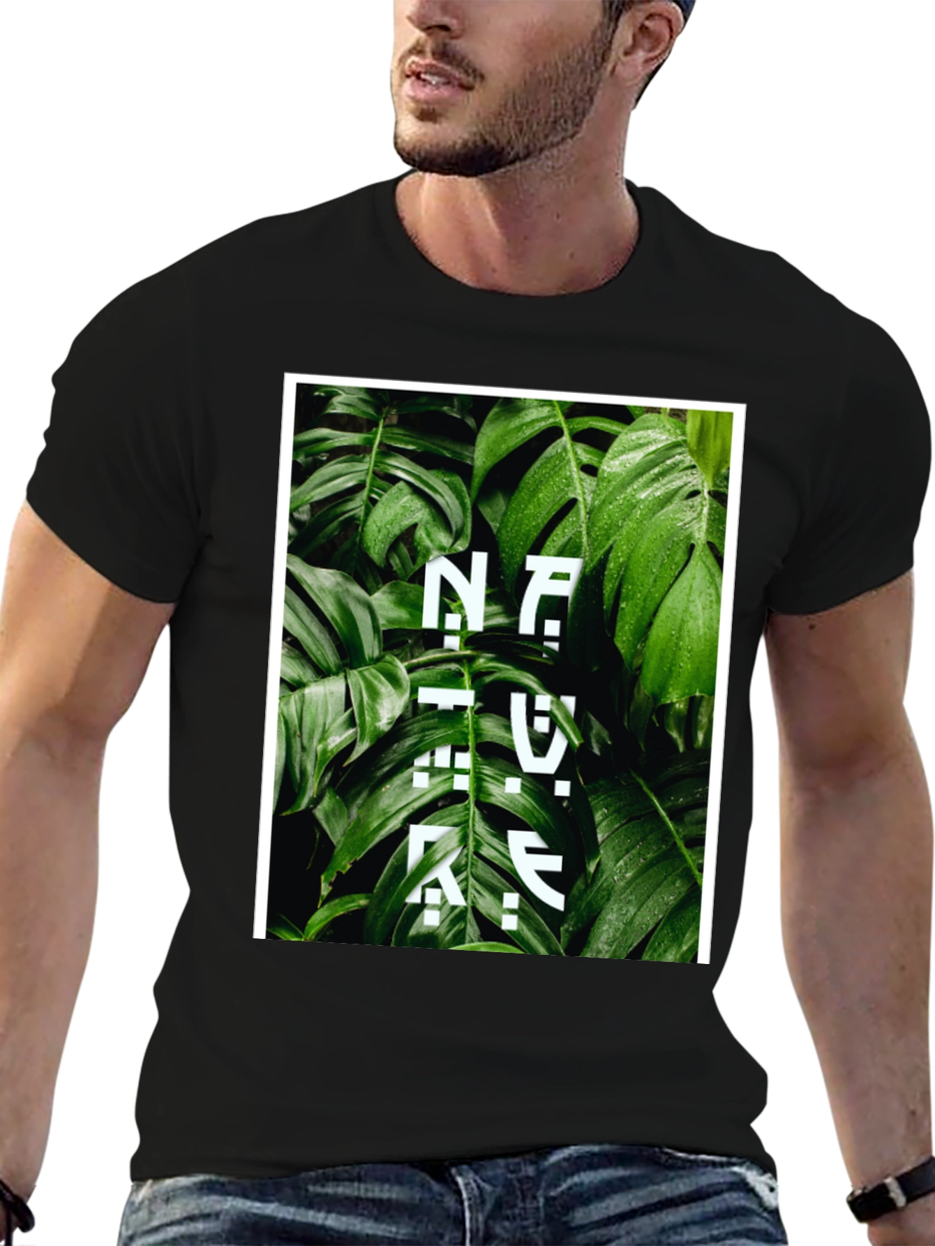 Nature Inspired Graphic Tee - Stylish Black Cotton T-Shirt