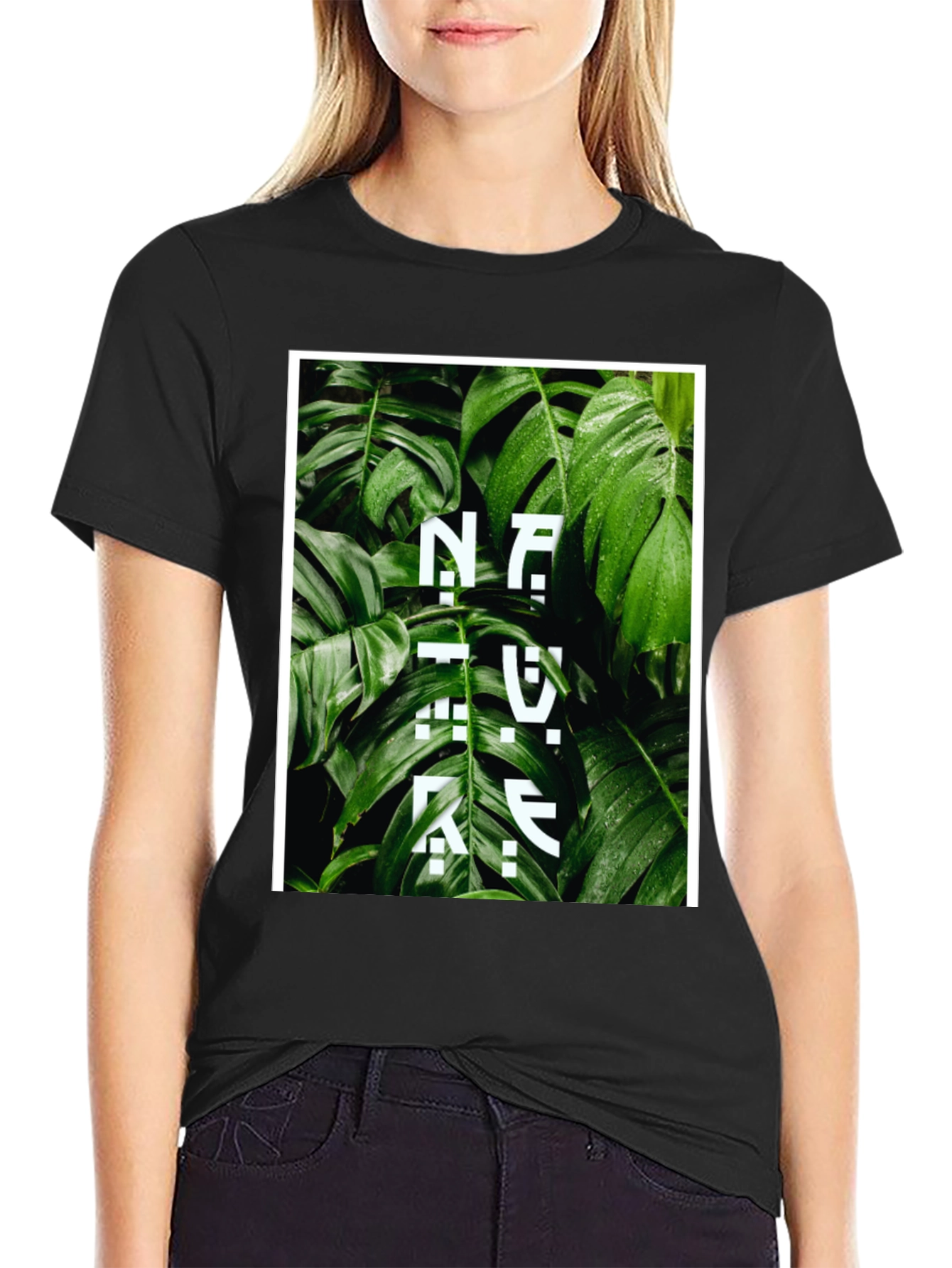 Nature Inspired Graphic Tee - Stylish Black Cotton T-Shirt