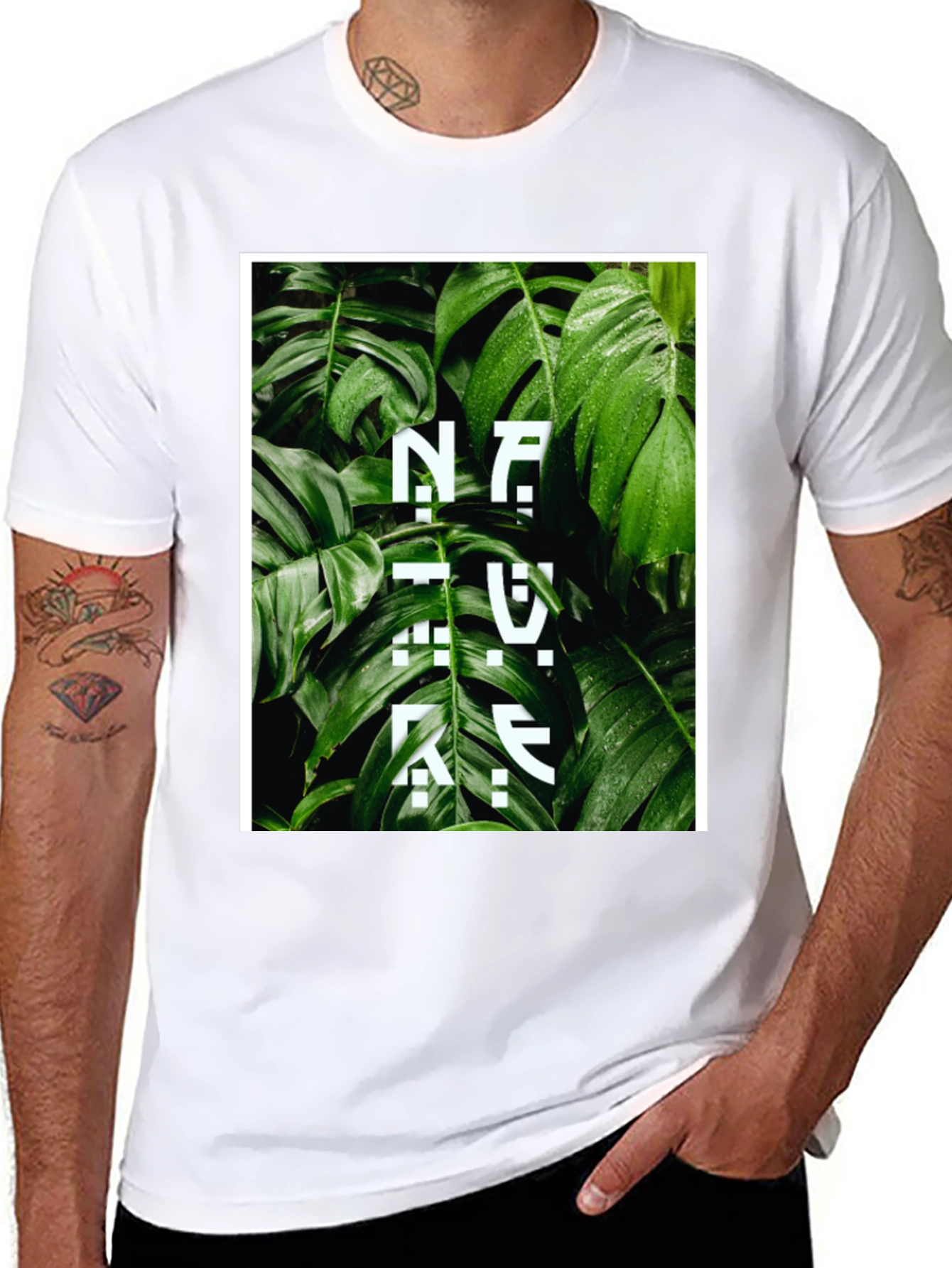 Nature Inspired Graphic Tee - Stylish Black Cotton T-Shirt