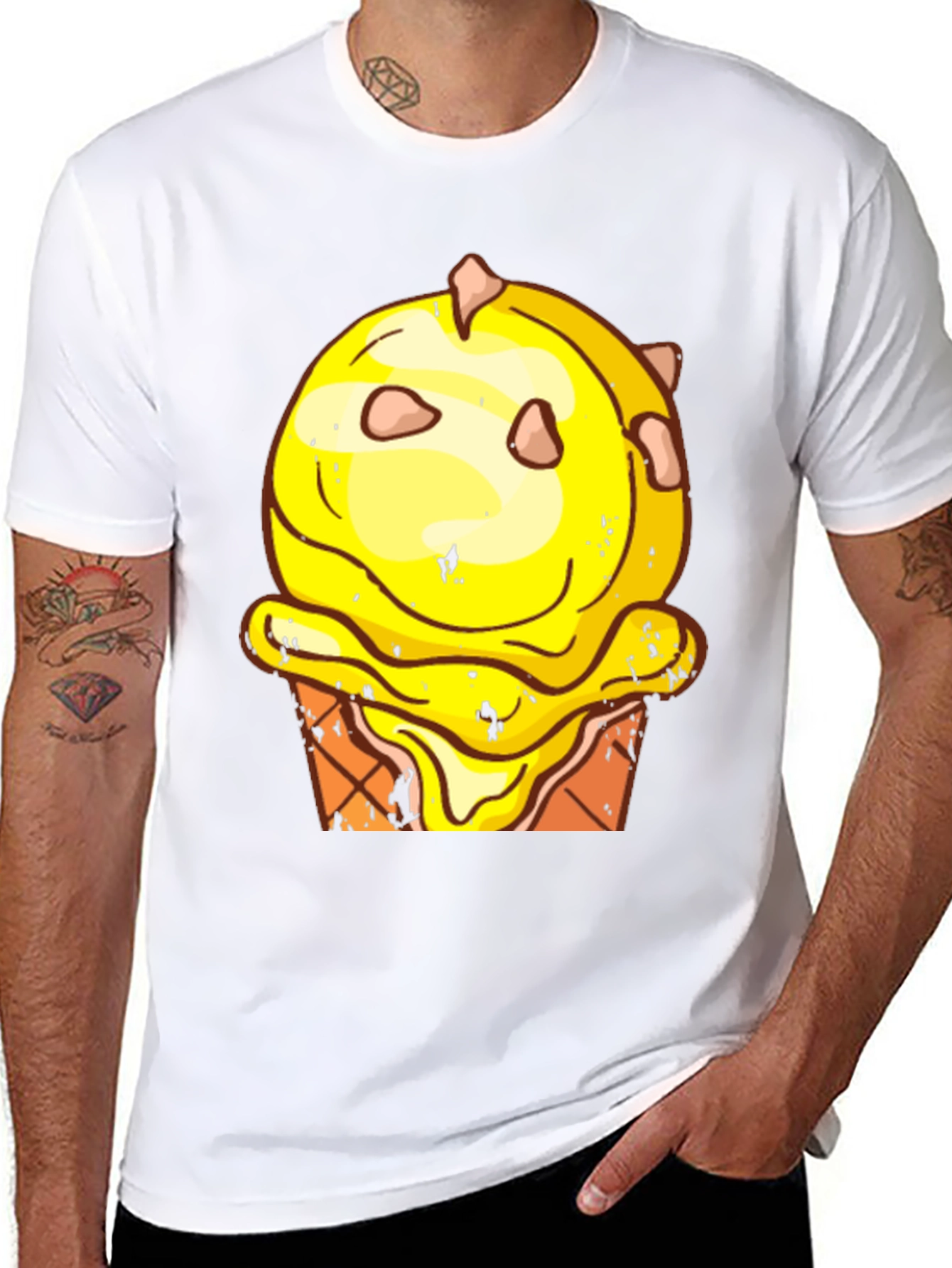 Ice Cream Cone Graphic Tee - Black Cotton T-Shirt