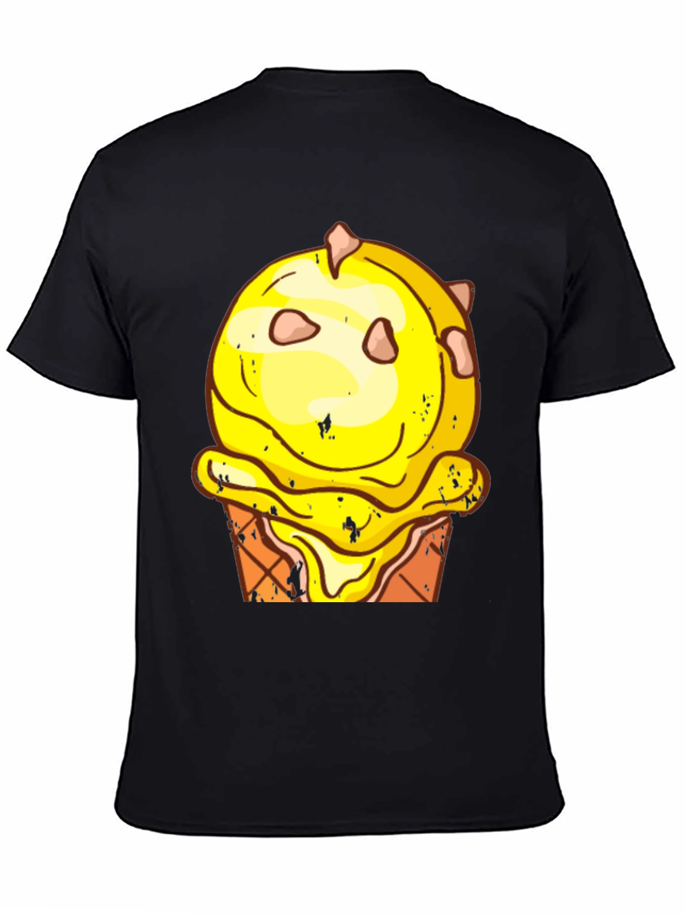 Ice Cream Cone Graphic Tee - Black Cotton T-Shirt