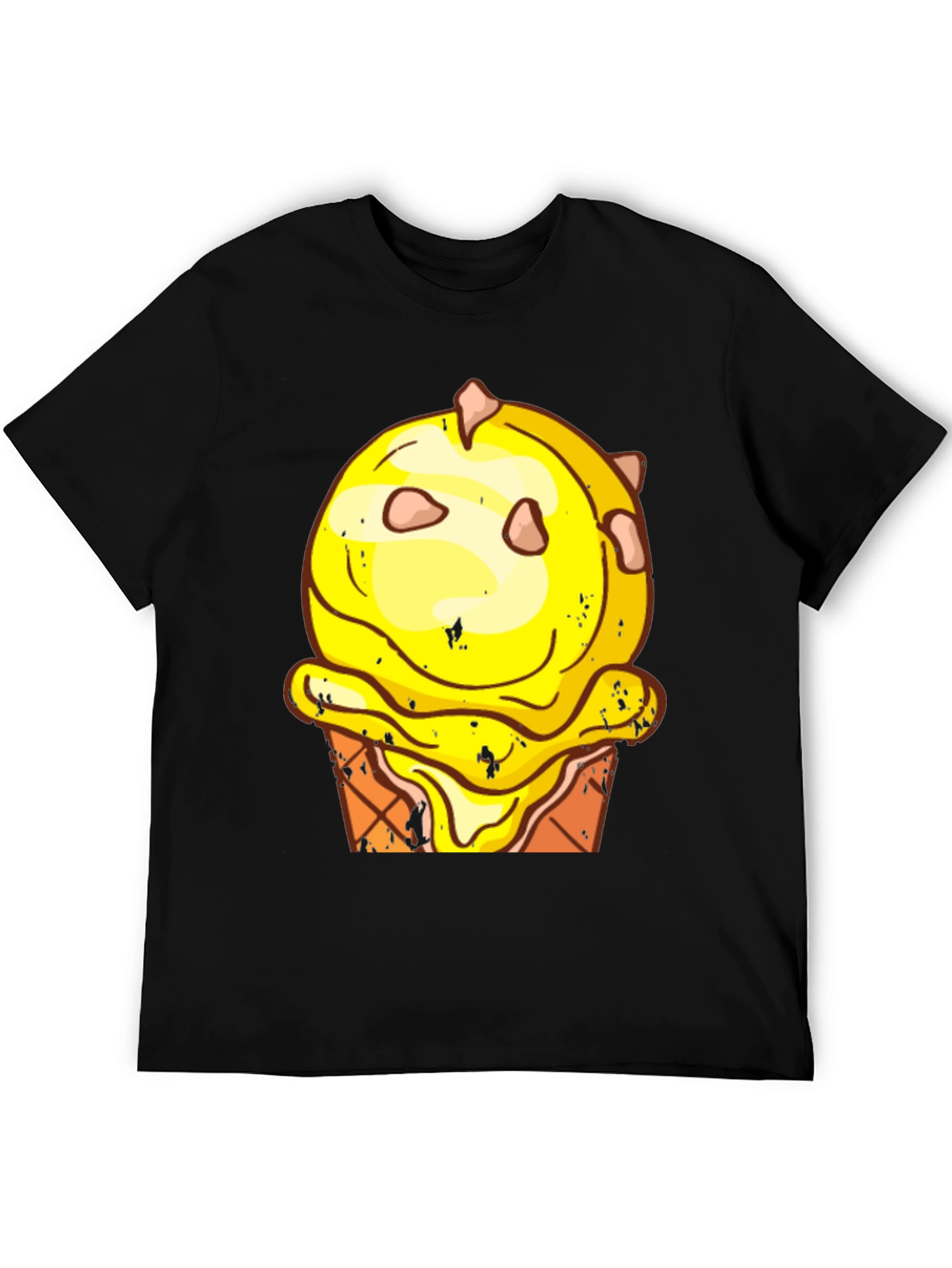 Ice Cream Cone Graphic Tee - Black Cotton T-Shirt