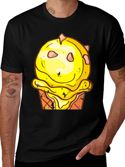 Ice Cream Cone Graphic Tee - Black Cotton T-Shirt