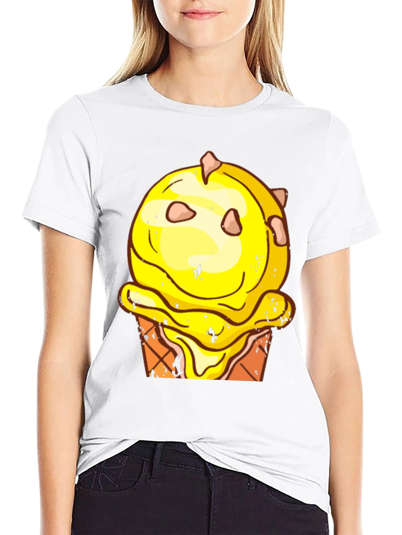 Ice Cream Cone Graphic Tee - Black Cotton T-Shirt