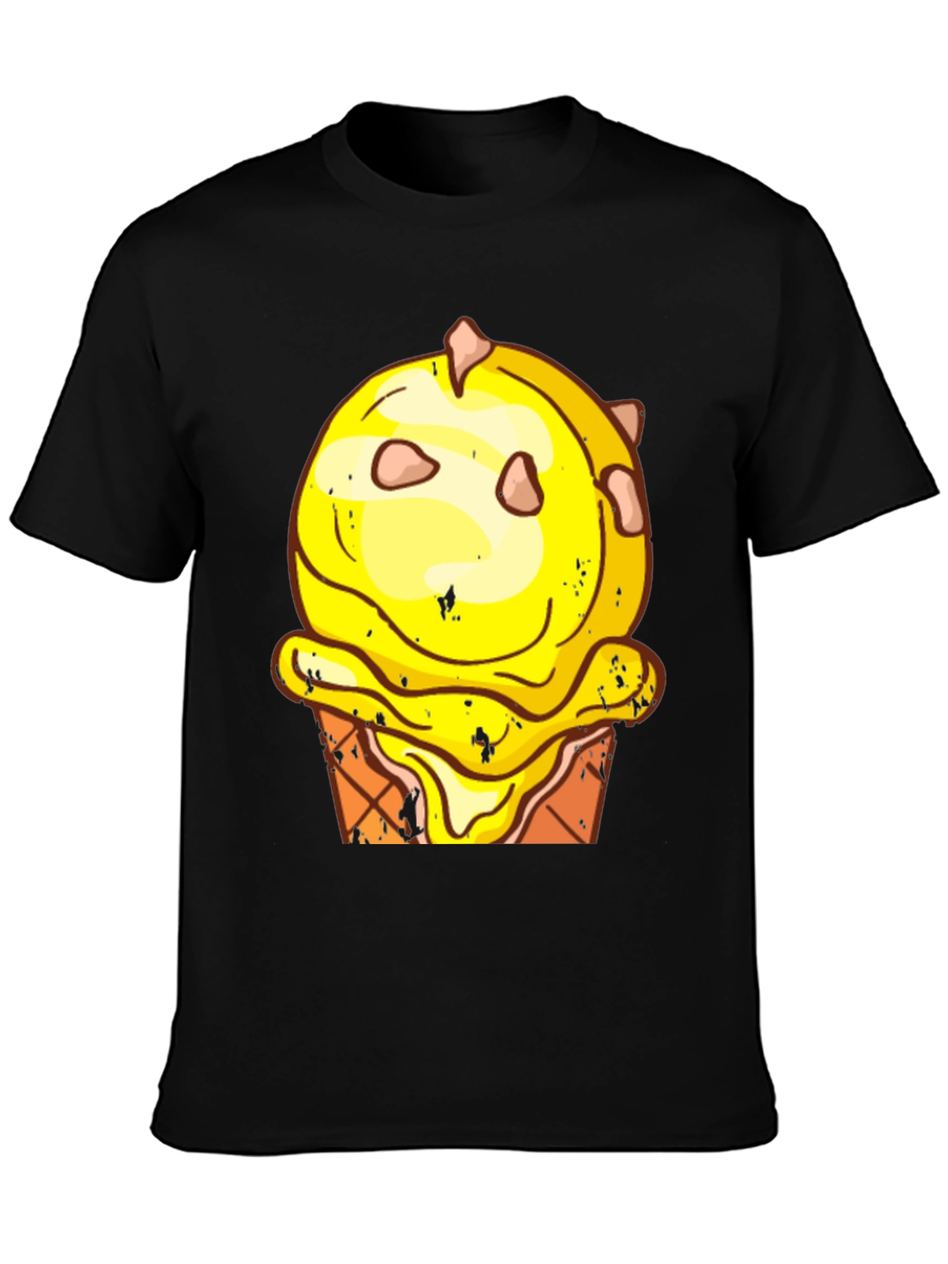 Ice Cream Cone Graphic Tee - Black Cotton T-Shirt