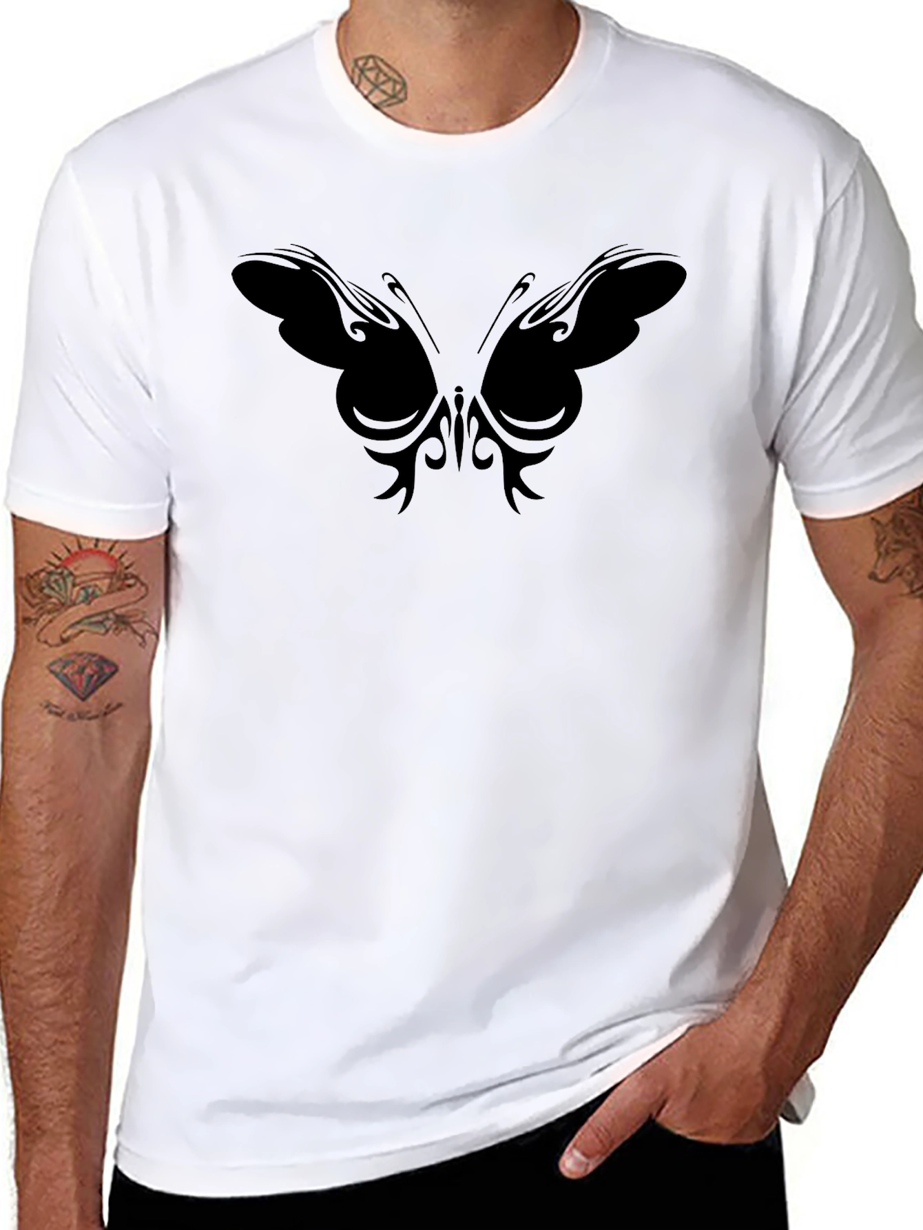 Tribal Butterfly Graphic Tee - Mens Black T-Shirt