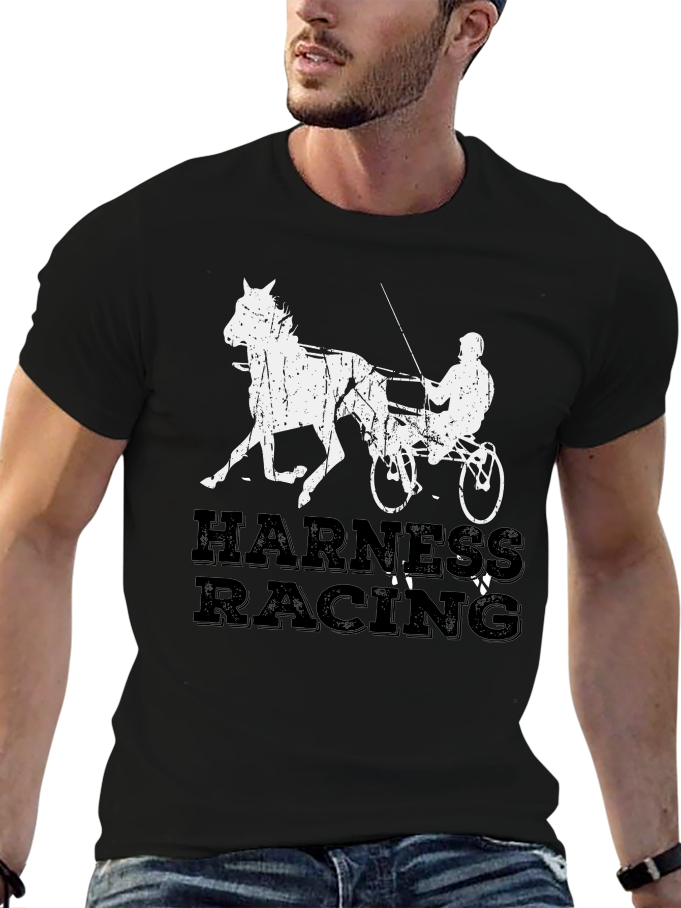 Harness Racing Graphic Tee - Black Cotton