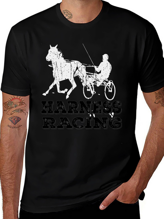 Harness Racing Graphic Tee - Black Cotton