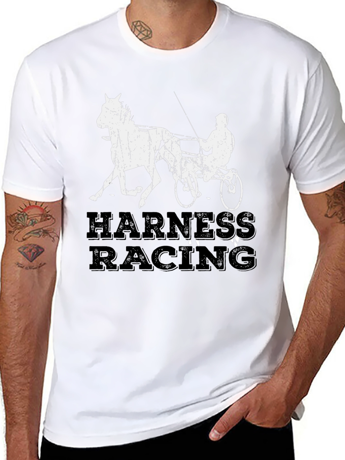 Harness Racing Graphic Tee - Black Cotton
