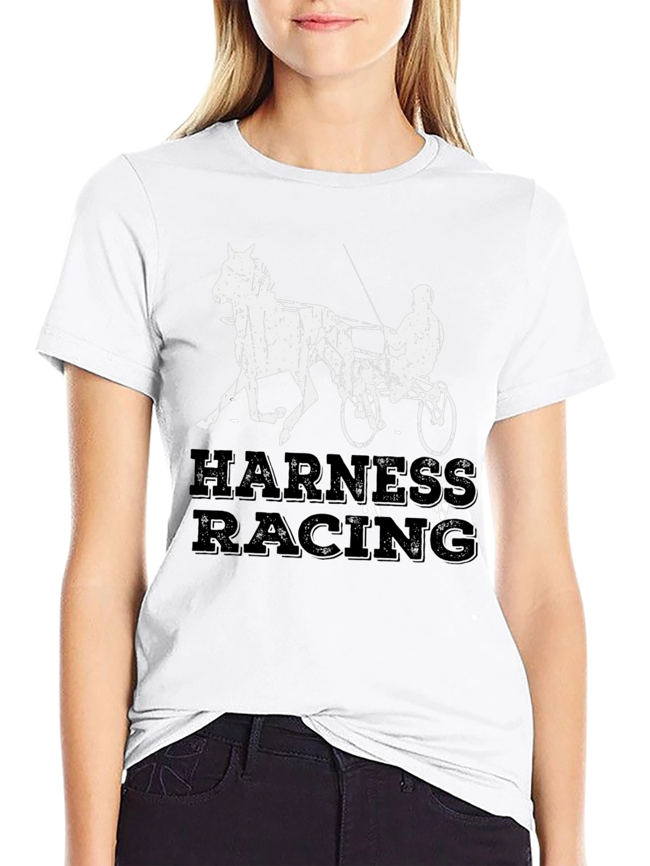 Harness Racing Graphic Tee - Black Cotton
