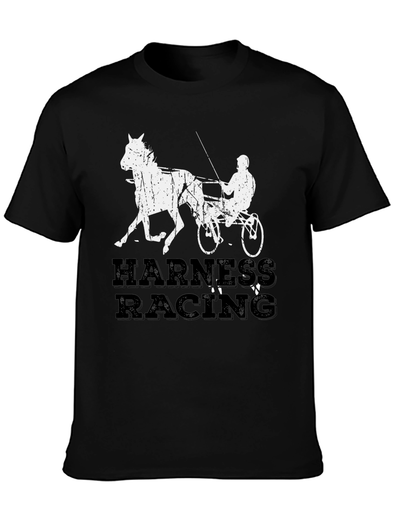 Harness Racing Graphic Tee - Black Cotton