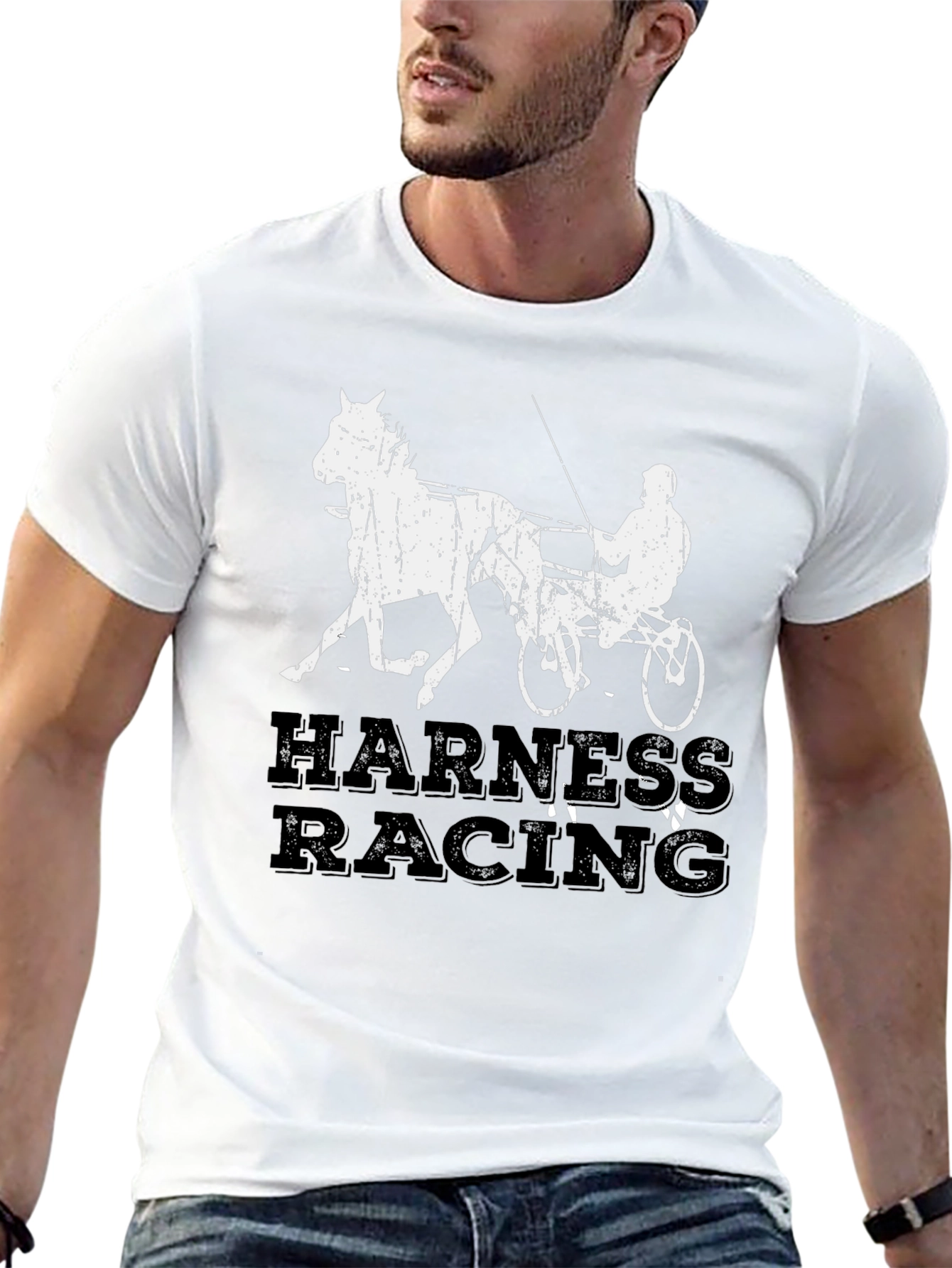 Harness Racing Graphic Tee - Black Cotton