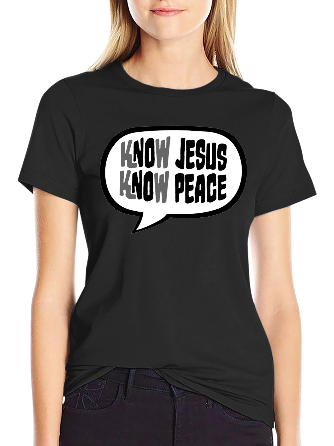 Know Jesus Know Peace Black T-Shirt Christian Graphic Tee