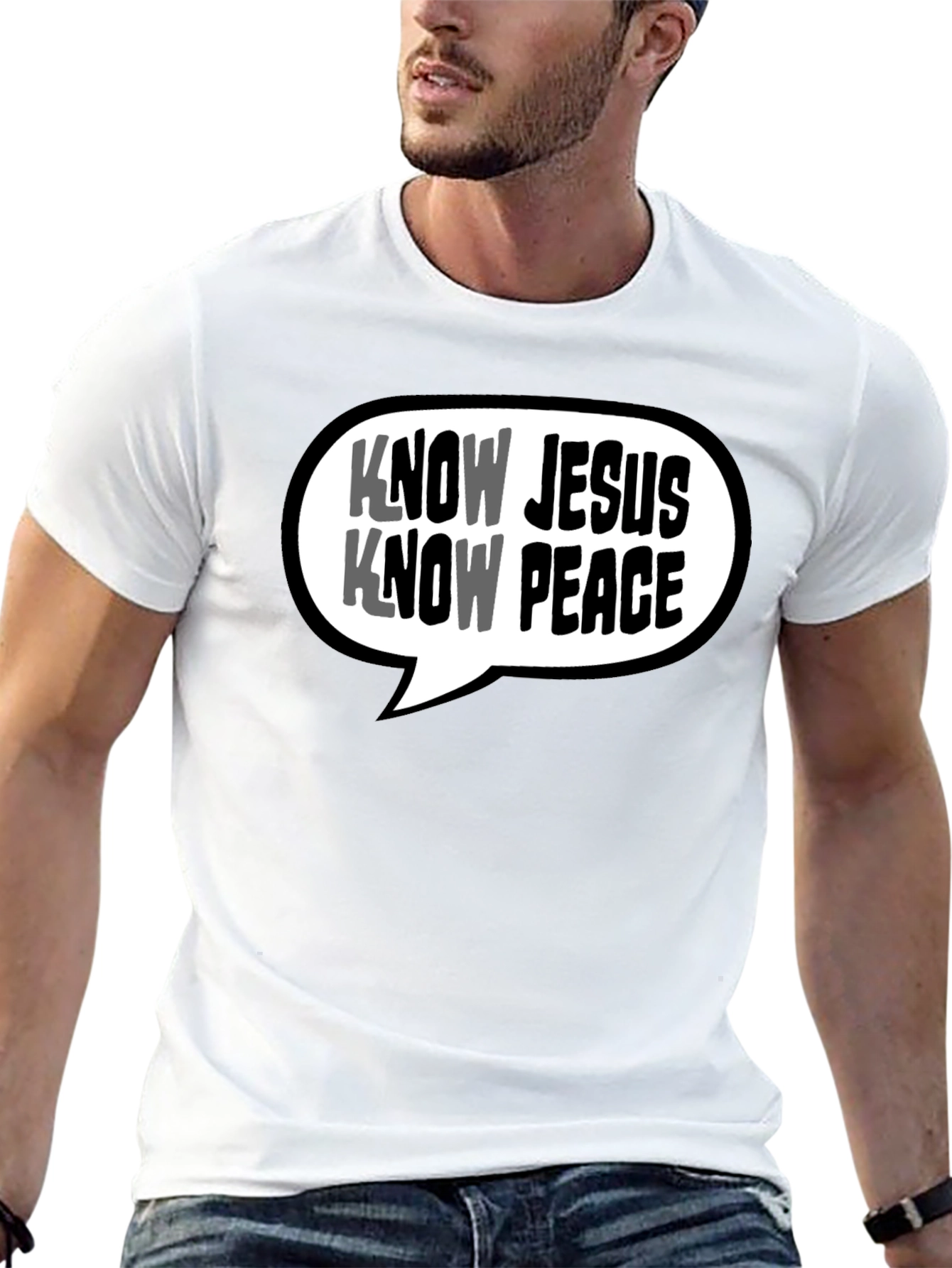 Know Jesus Know Peace Black T-Shirt Christian Graphic Tee