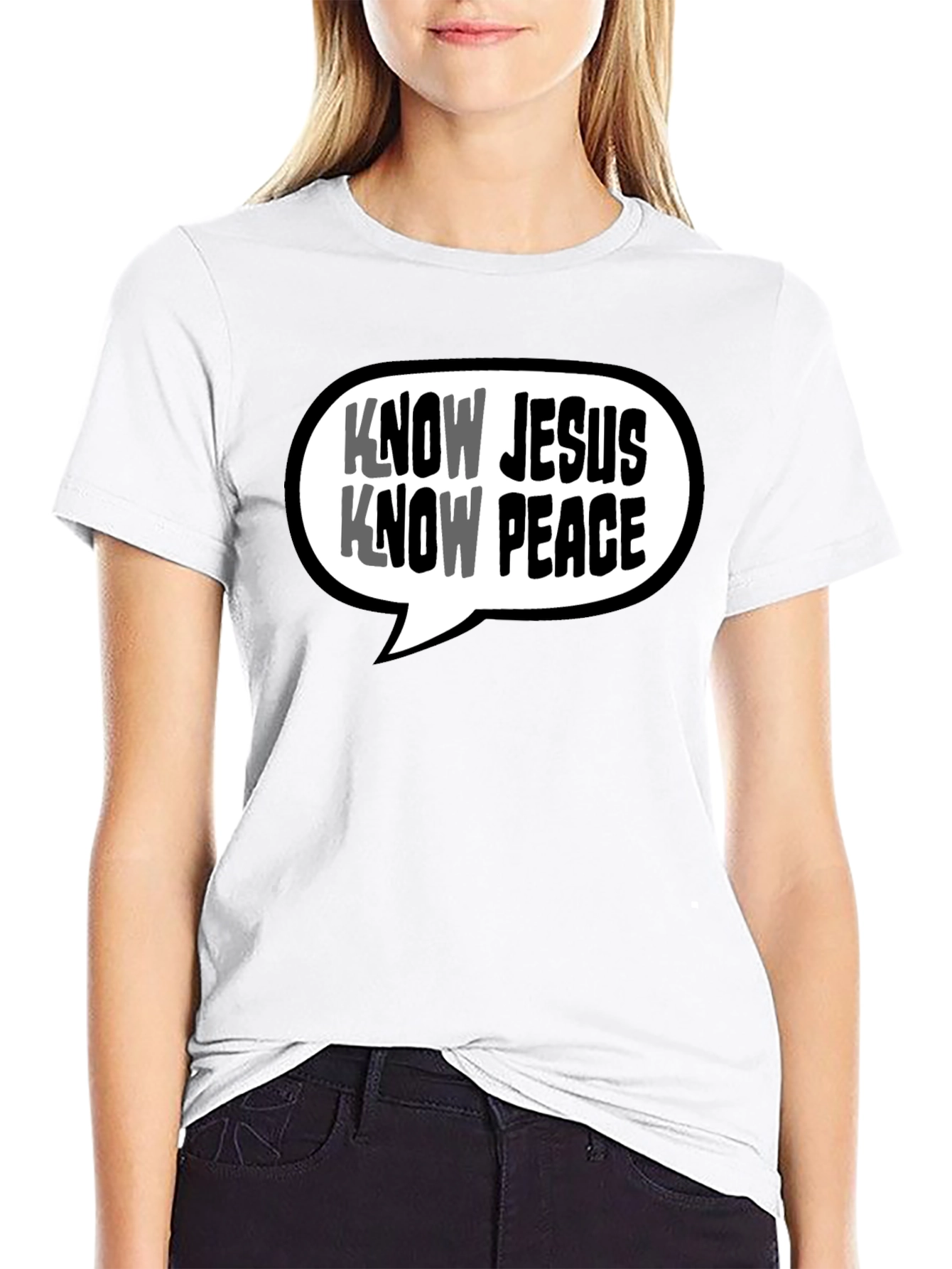 Know Jesus Know Peace Black T-Shirt Christian Graphic Tee