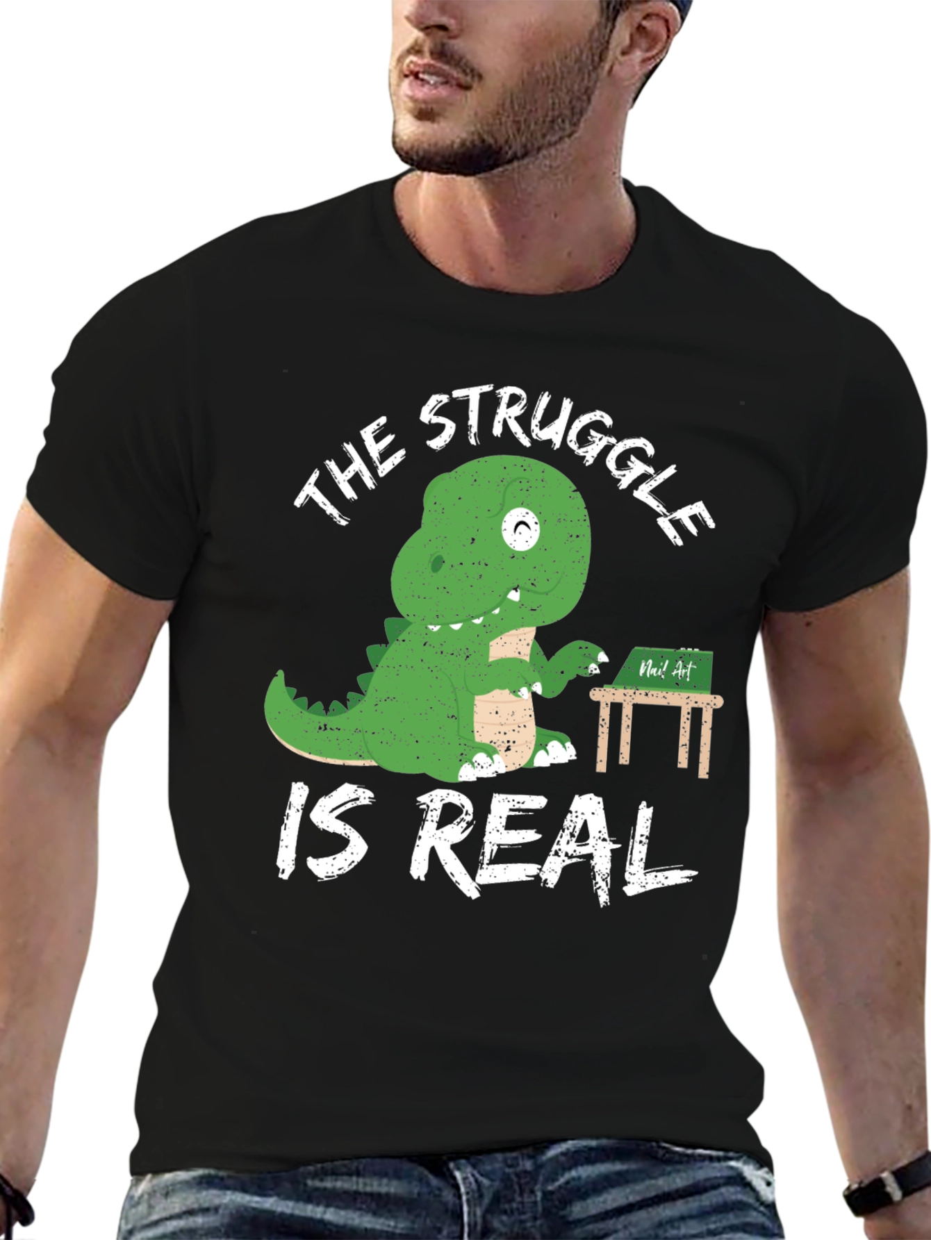 Dinosaur Writer T-Shirt The Struggle is Real Funny Tee