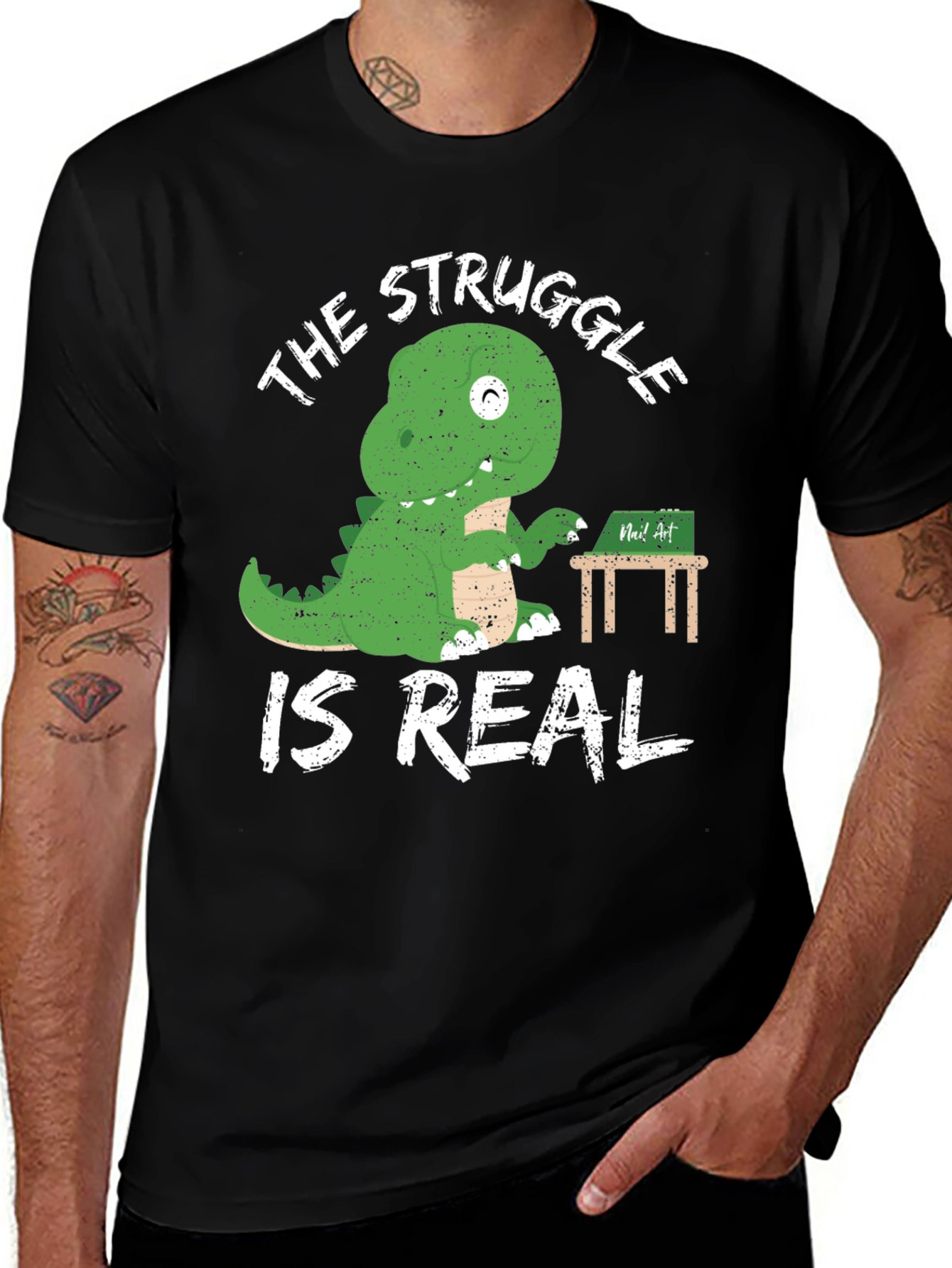 Dinosaur Writer T-Shirt The Struggle is Real Funny Tee